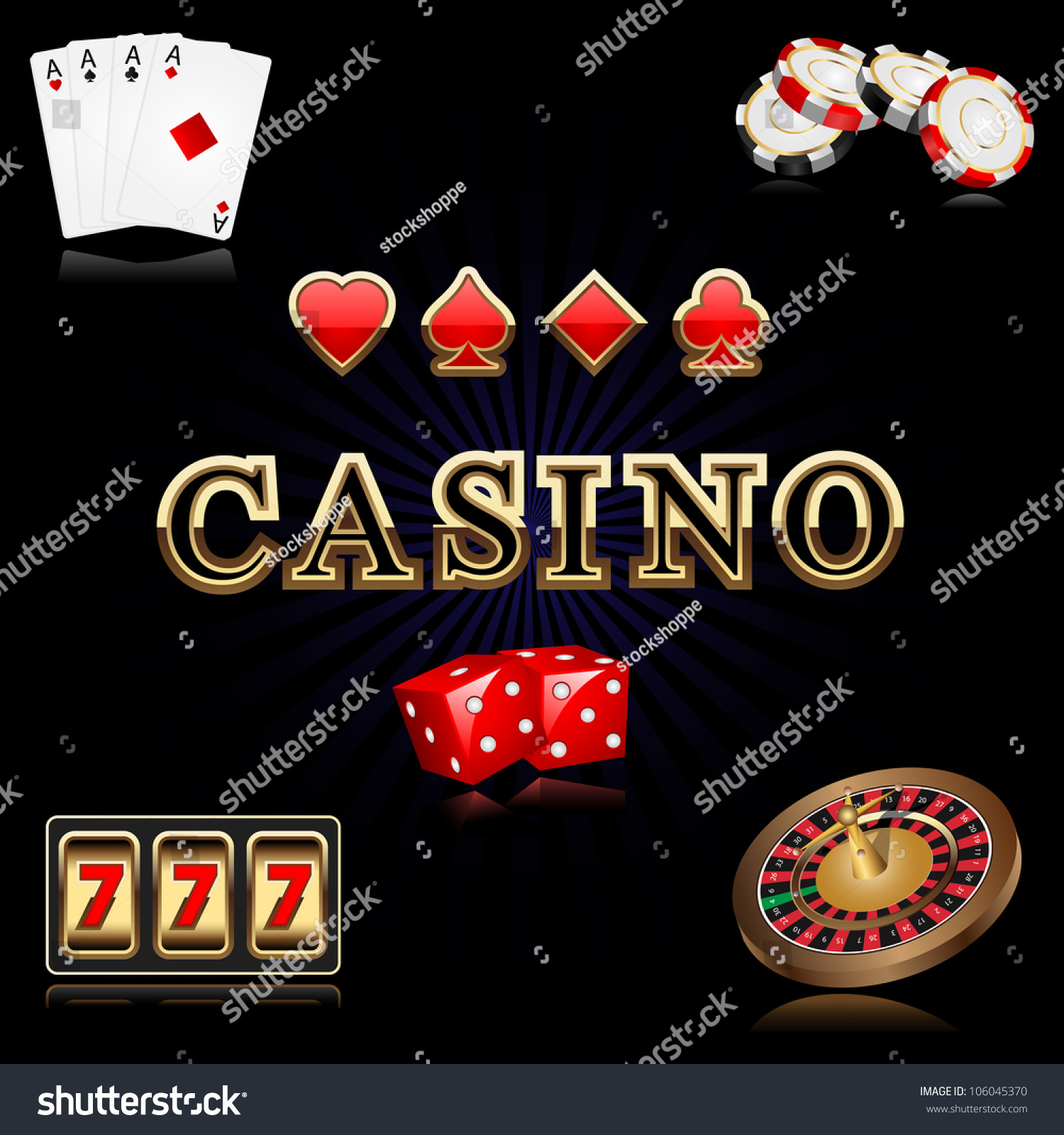 Vector Illustration Casino Related Object Against Stock Vector 106045370 - Shutterstock