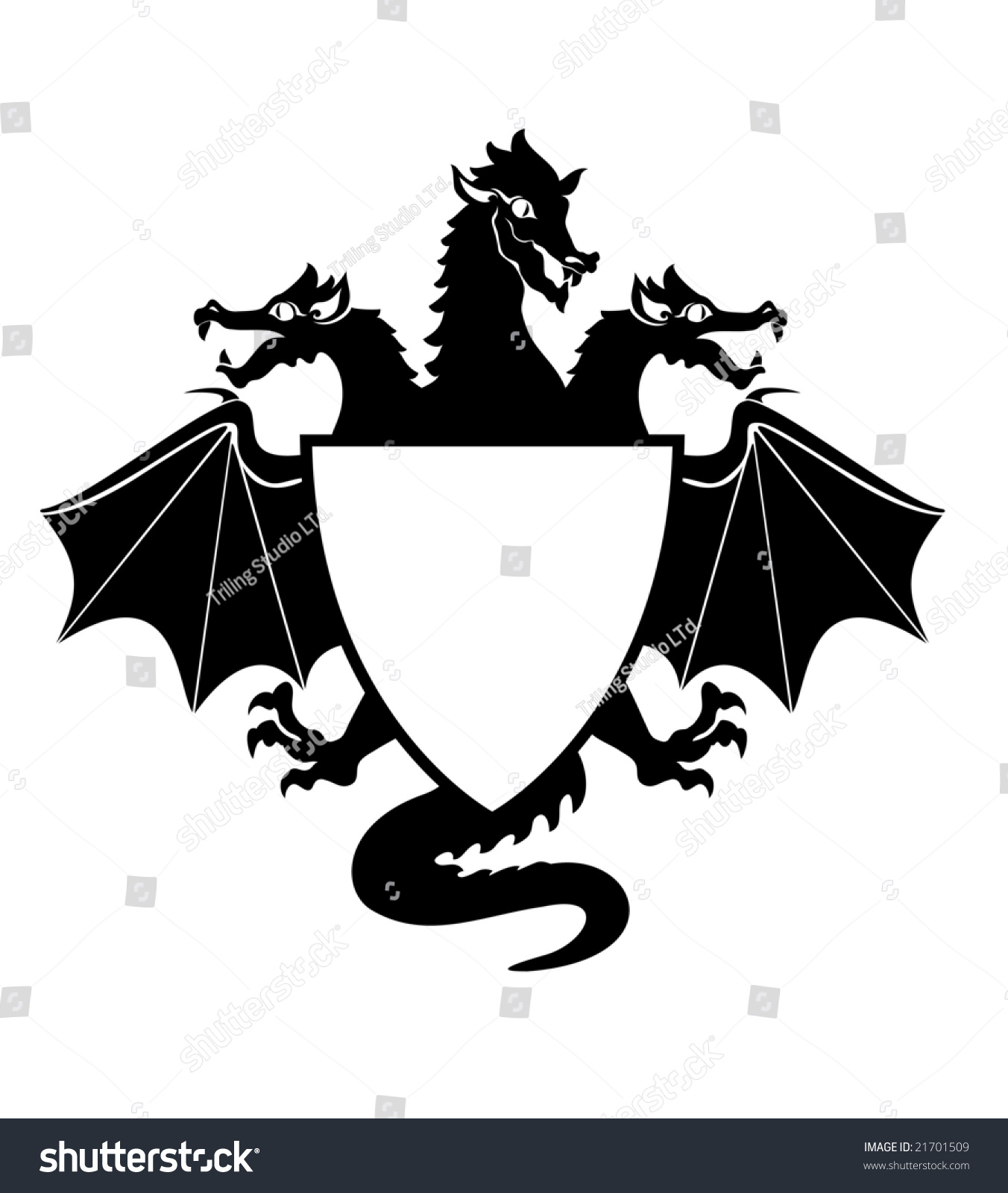 Vector Illustration Of Dragon Shield Emblem 21701509 Shutterstock