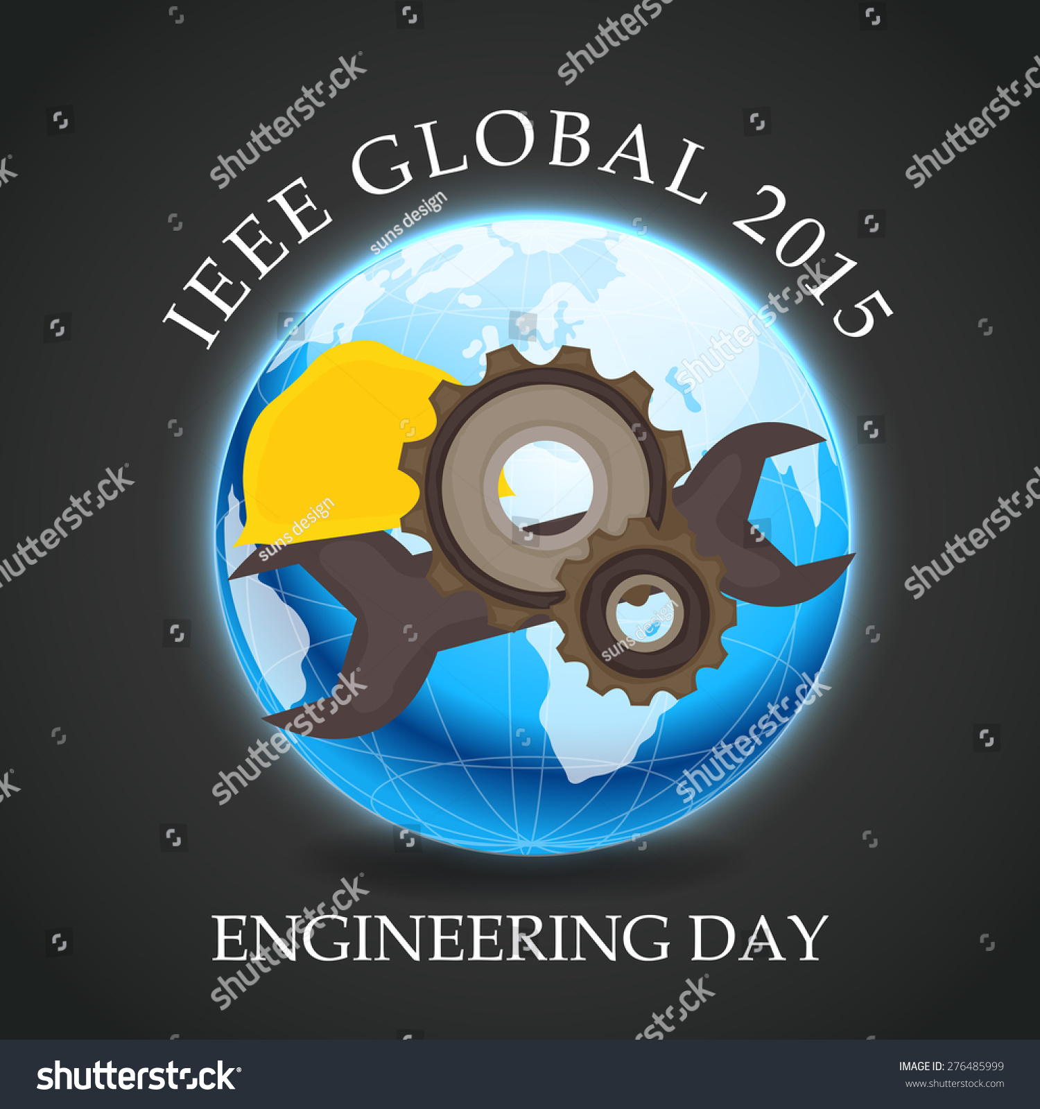 Vector Illustration Of Earth And Tools For Ieee Global Engineering Day