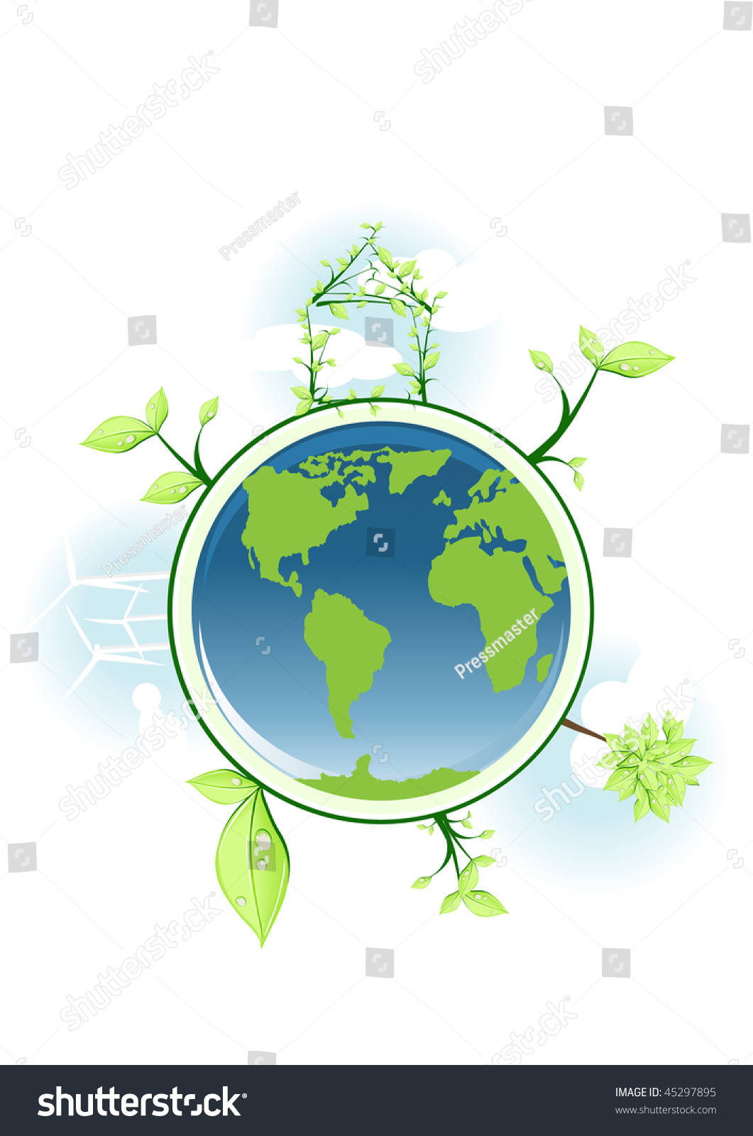 Vector Illustration Of Earth With Global Conservation - 45297895 ...