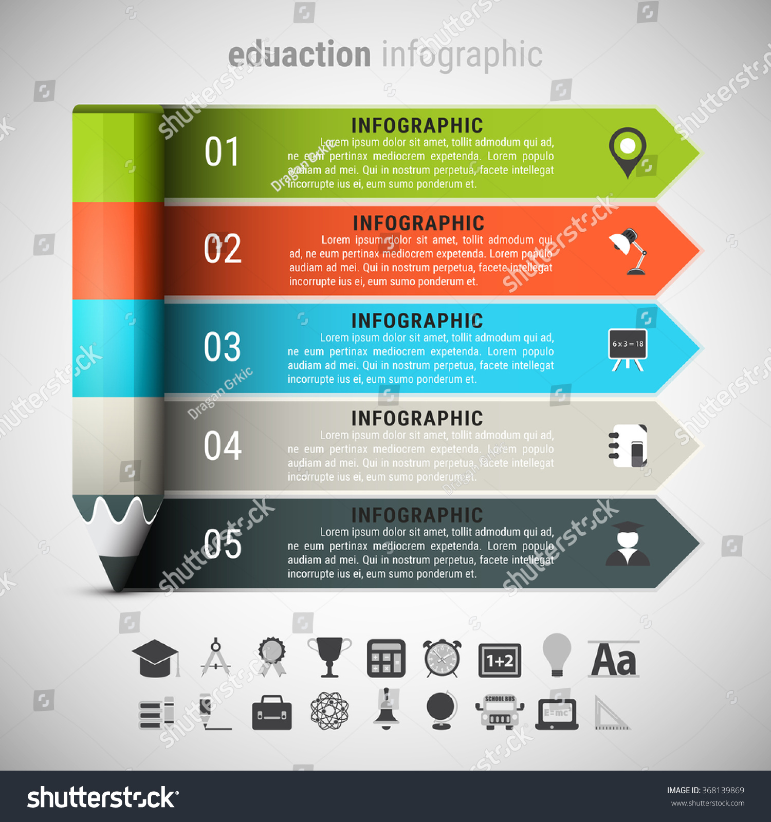 Vector illustration of education infographic made of pencil Vector illustration of education infographic made of pencil