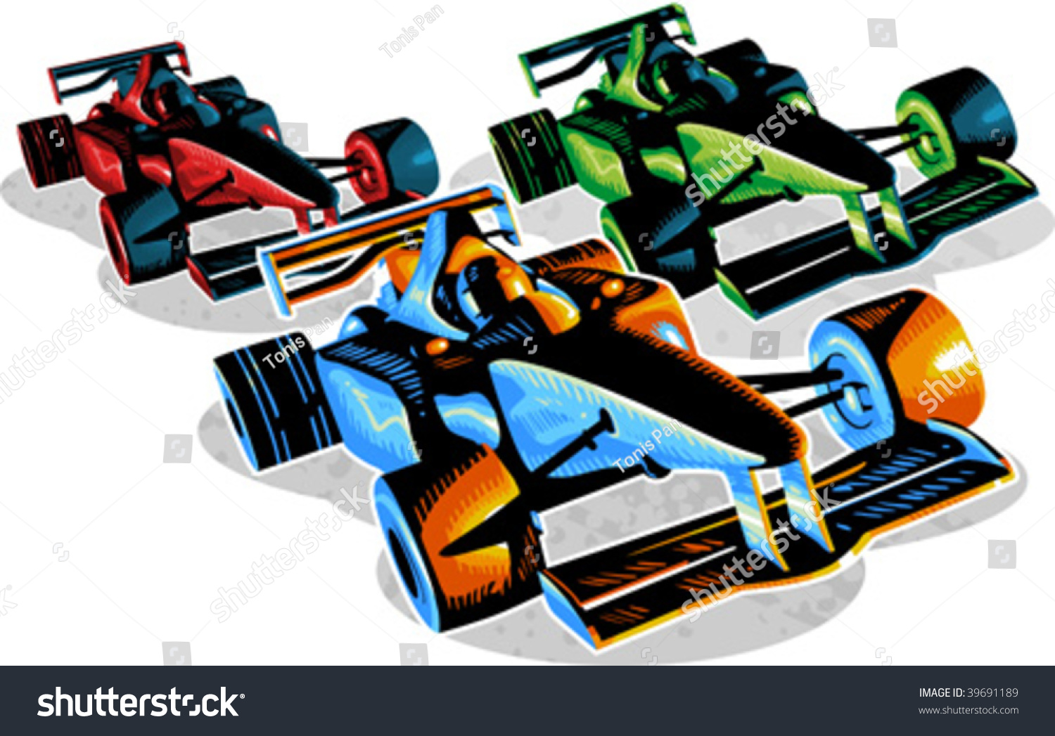 Vector Illustration Of F1 Racing Cars - 39691189 : Shutterstock