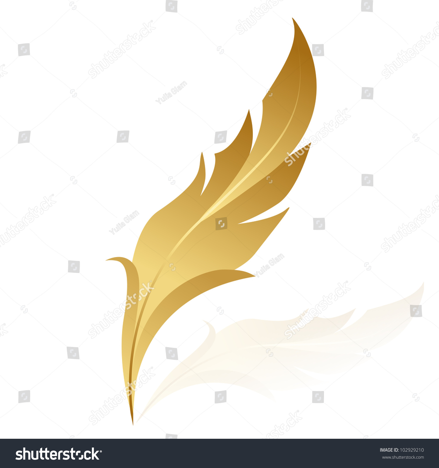 Vector Illustration Of Golden Feather - 102929210 : Shutterstock