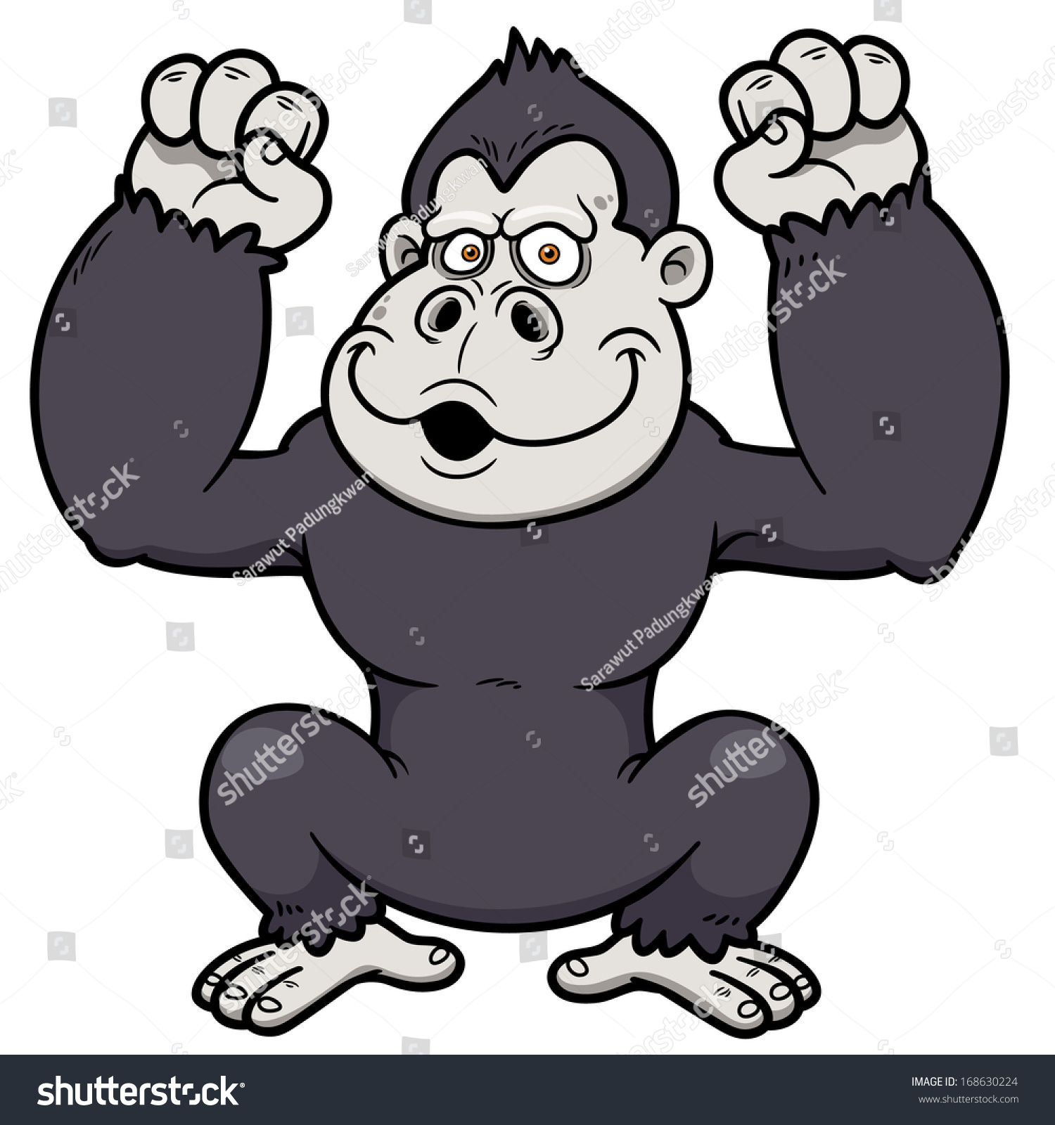 Vector Illustration Of Gorilla Cartoon - 168630224 : Shutterstock