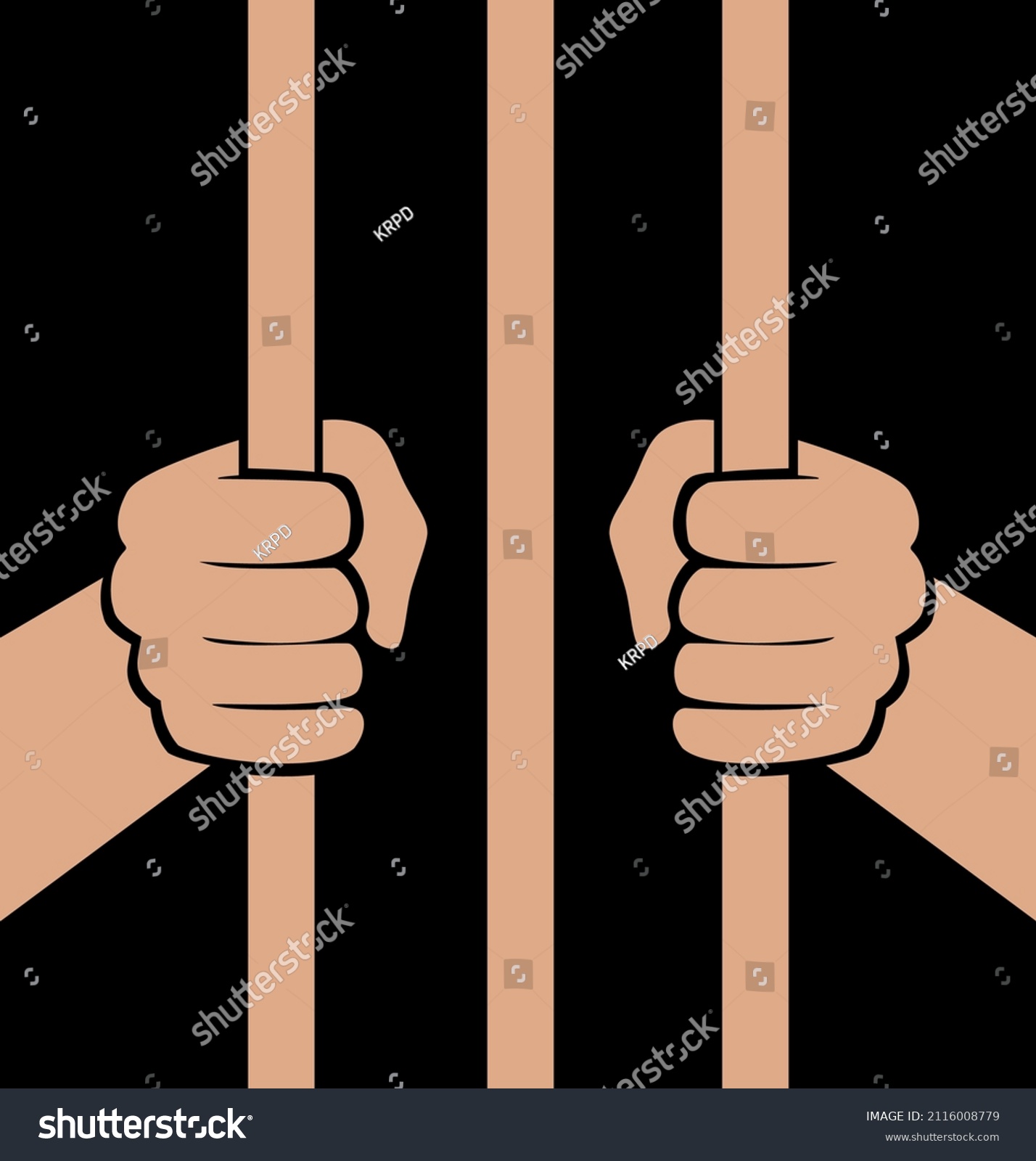 Vector Illustration Hands Holding Prison Bars Stock Vector Royalty