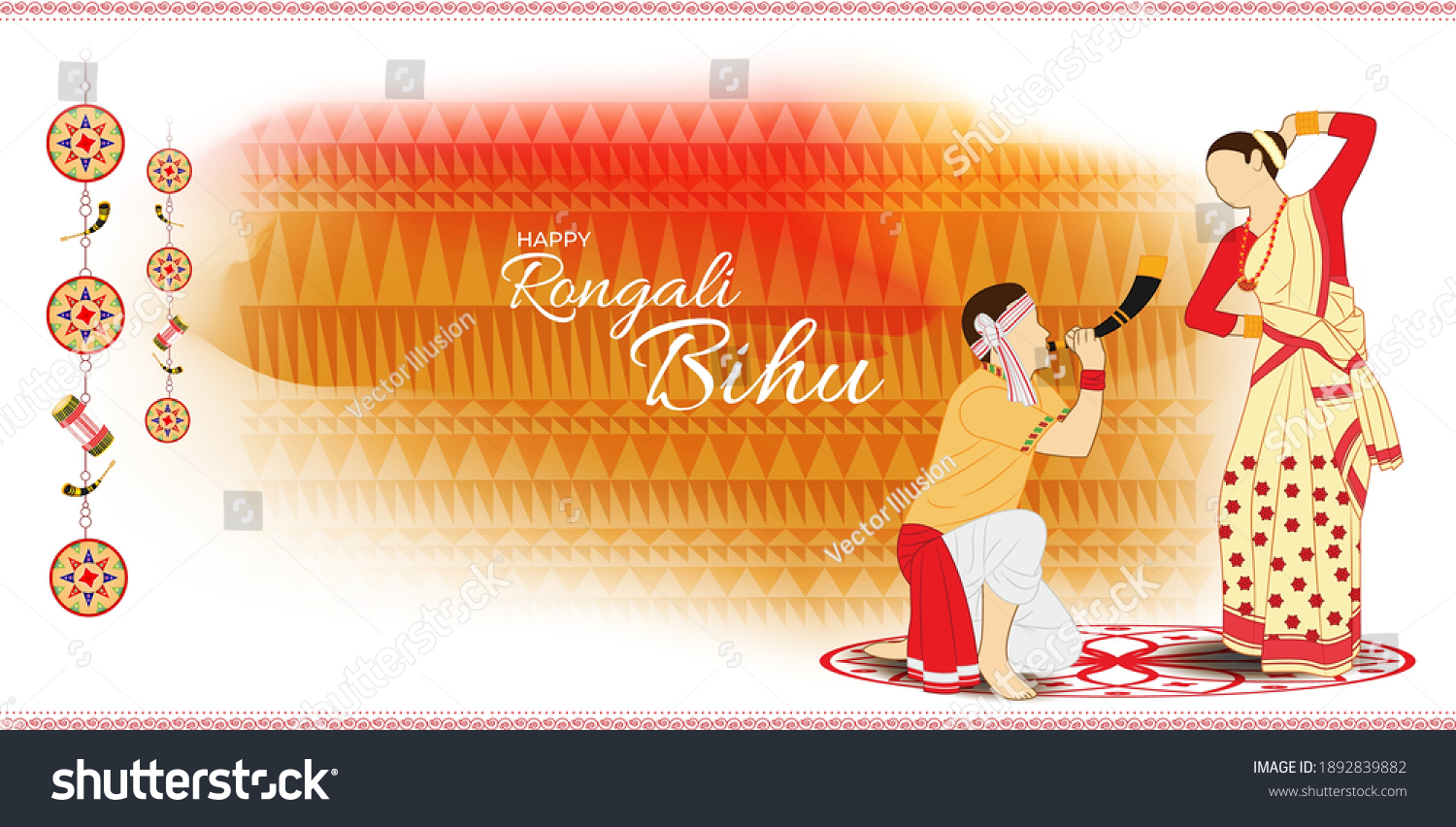 Vector Illustration Happy Rongali Bihu Assamese Stock Vector Royalty