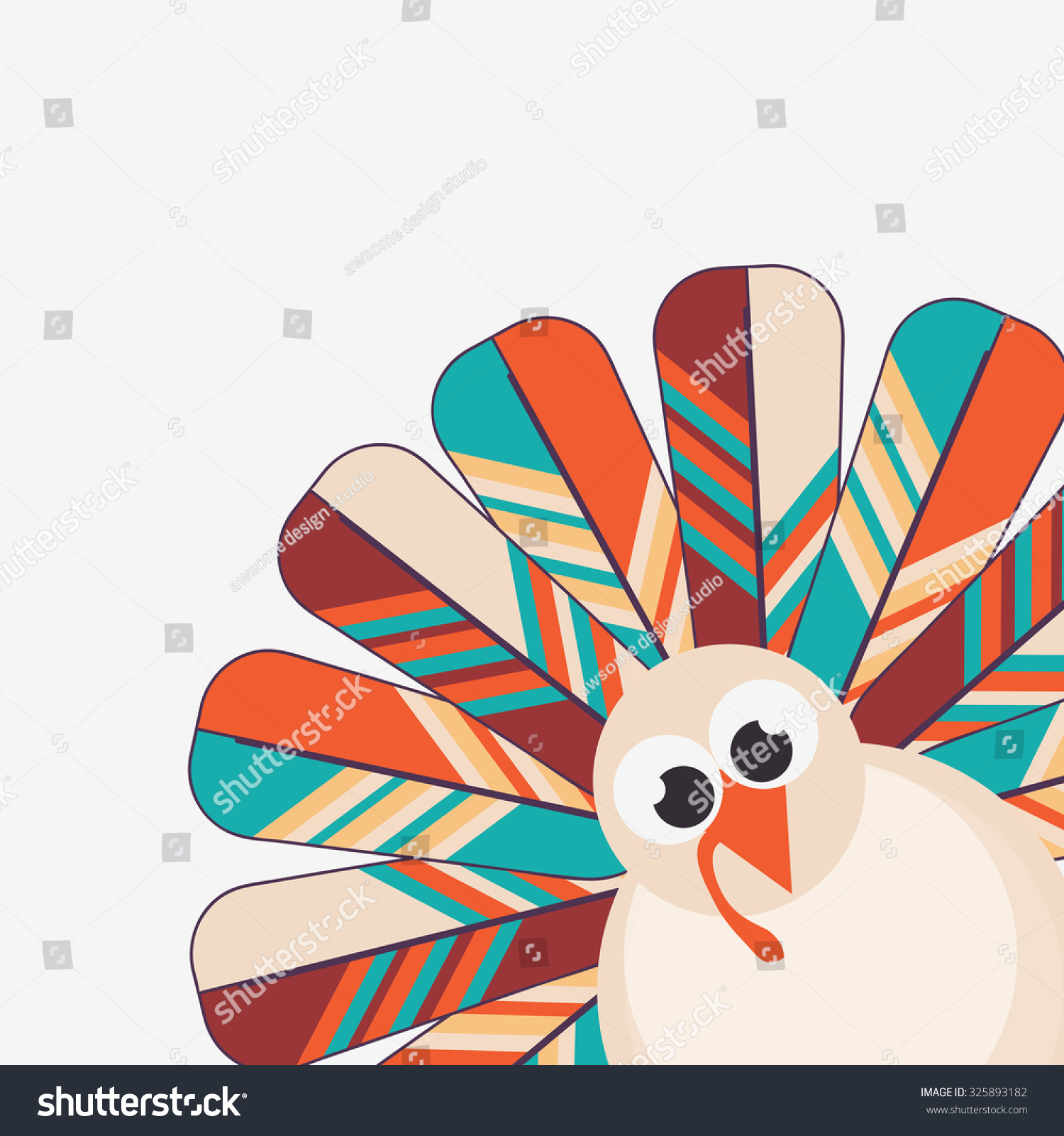 Vector Illustration Of Happy Thanksgiving Turkey Bird With Colourful ...