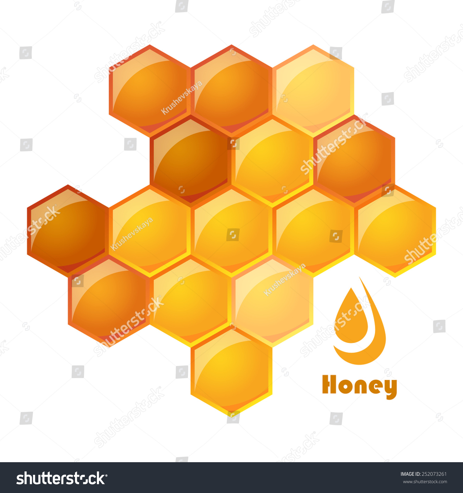 Vector Illustration Of Honeycomb - 252073261 : Shutterstock