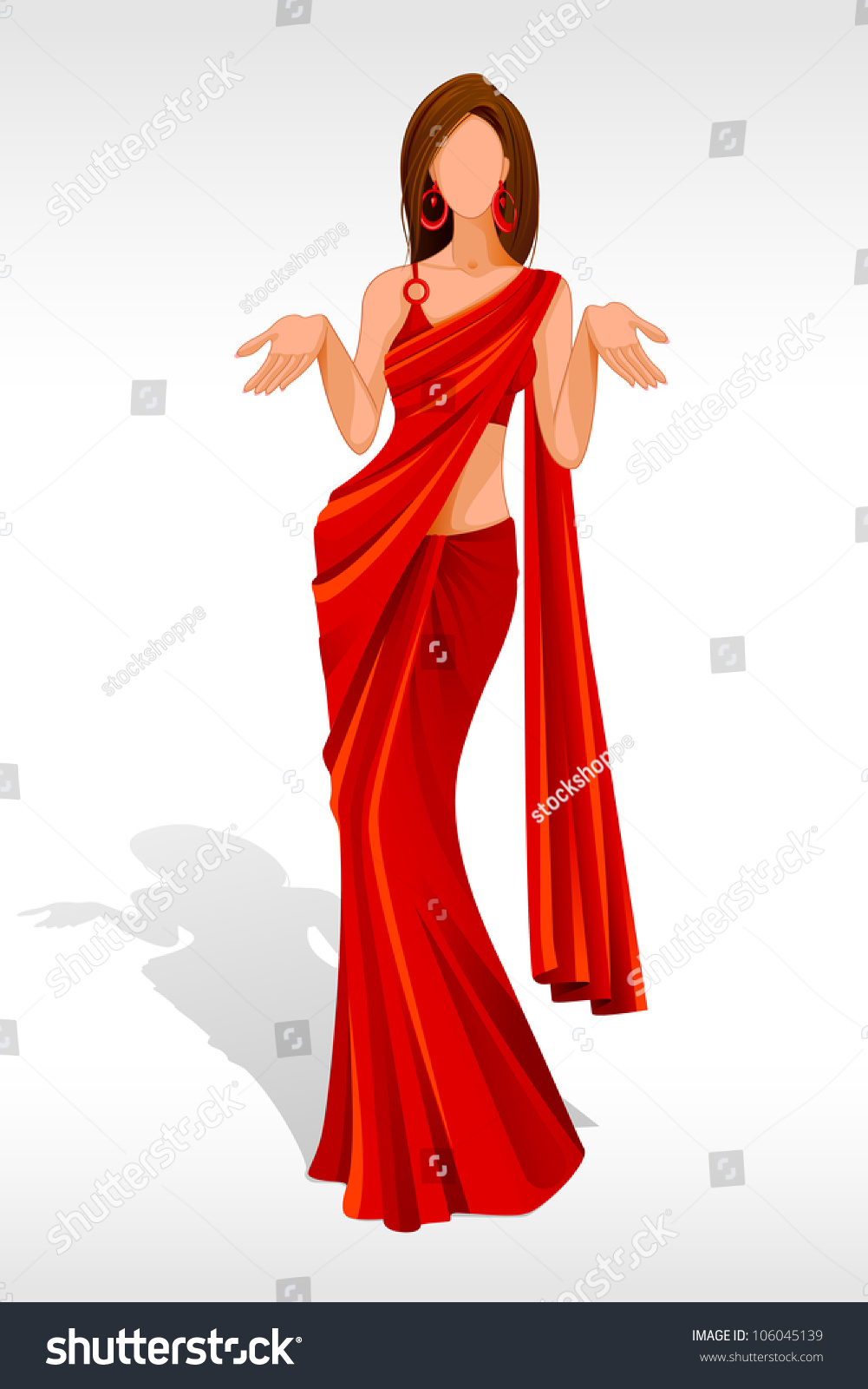 Vector Illustration Indian Lady Posing Saree Stock Vector 106045139