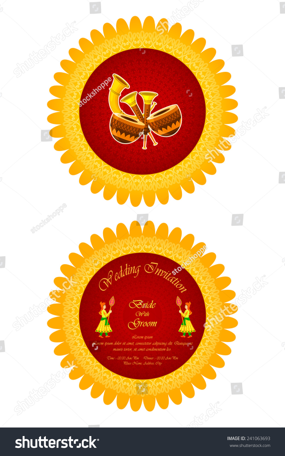Indian wedding invitations vector