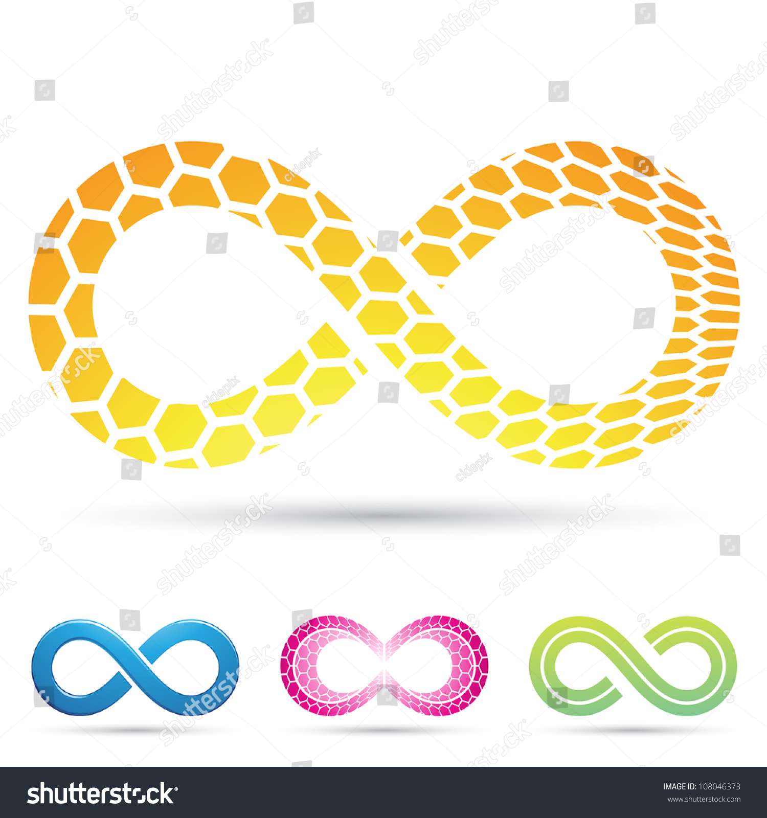 Vector Illustration Of Infinity Symbols With Honeycomb