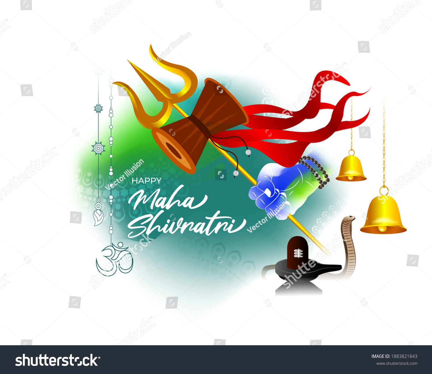 Vector Illustration Maha Shivratri Banner Trishula Stock Vector