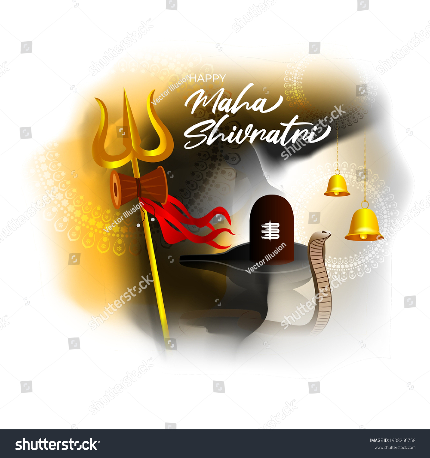 Vector Illustration Maha Shivratri Banner Trishula 库存矢量图免版税1908260758