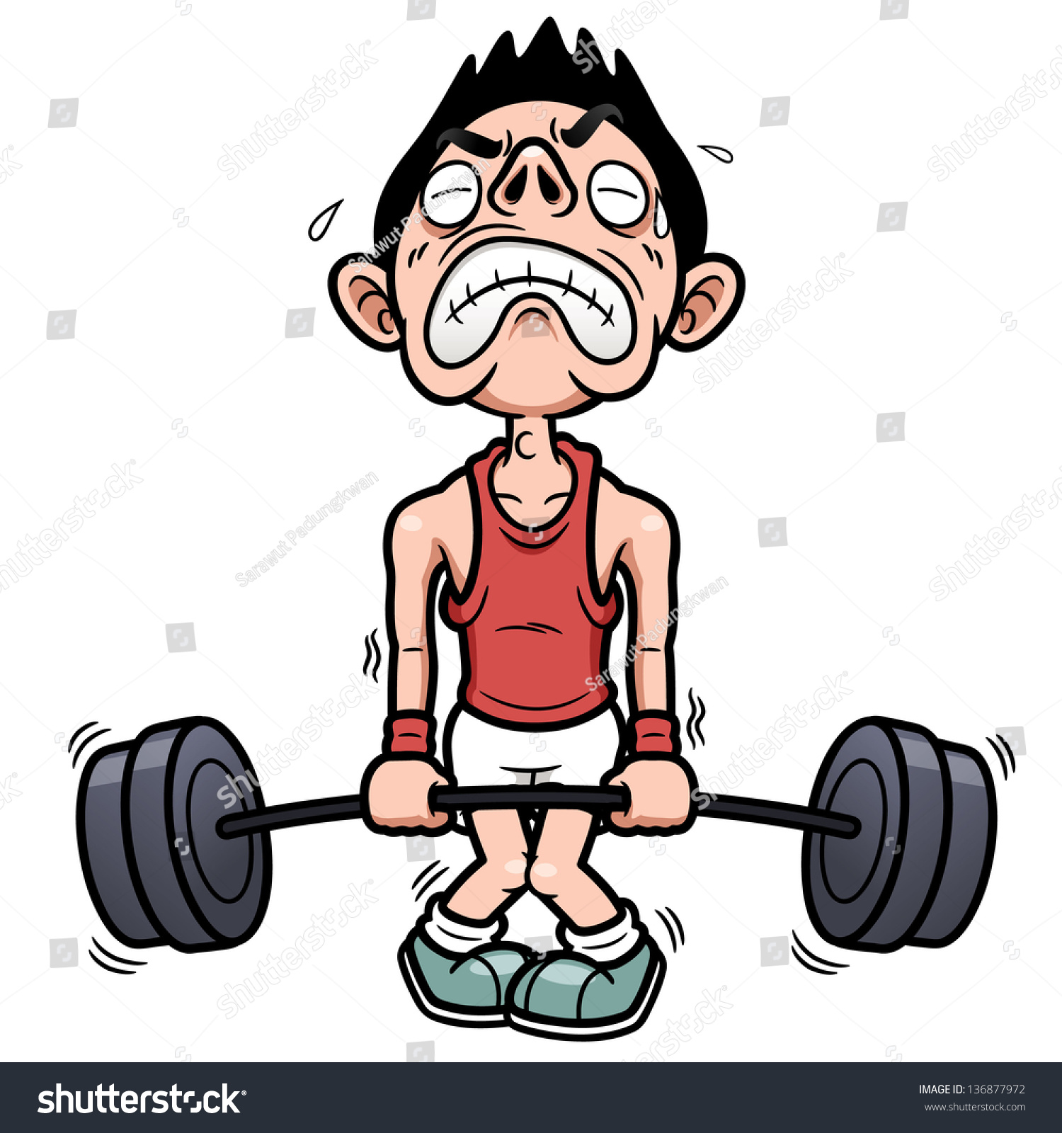 Vector Illustration Man Tries Lift Weight Stock Vector 136877972