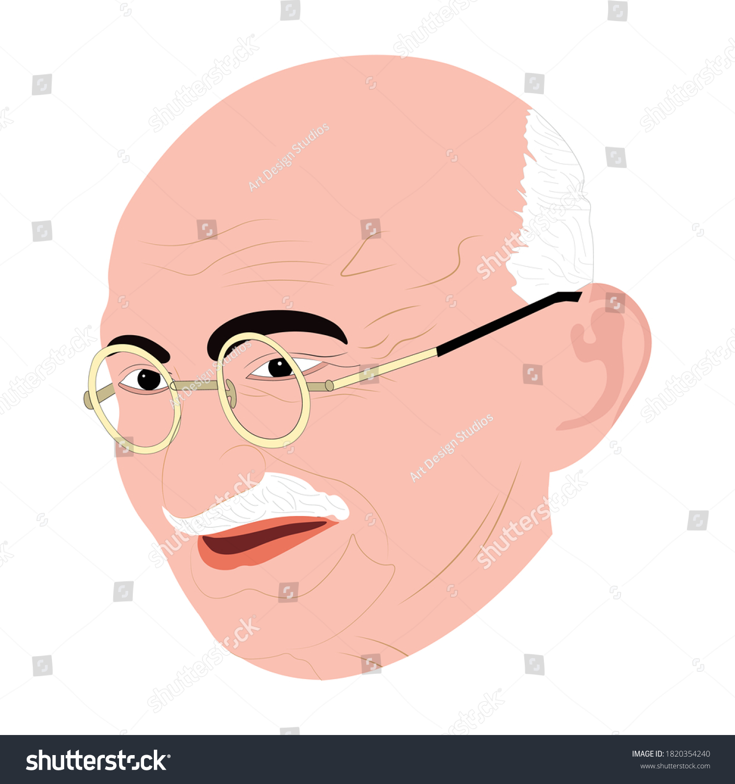 Vector Illustration Mohandas Karamchand Gandhi Mahatma Stock Vector