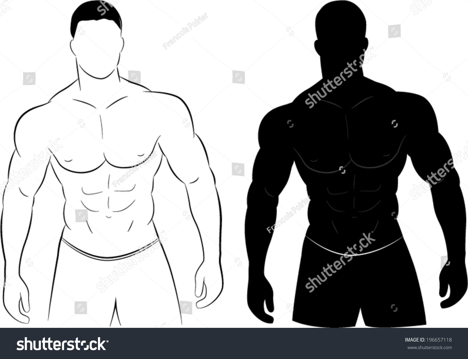 Vector Illustration Of Muscle Man Silhouette Concept - 196657118