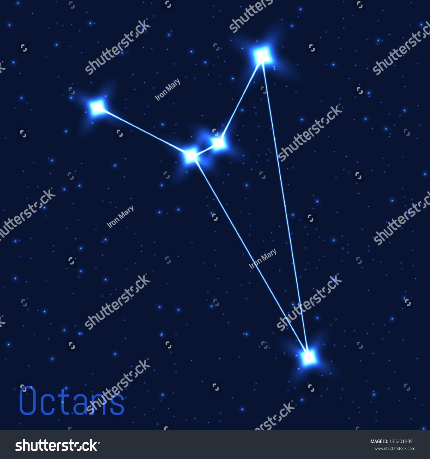 Vector Illustration Octans Constellation Astronomical Octant Stock