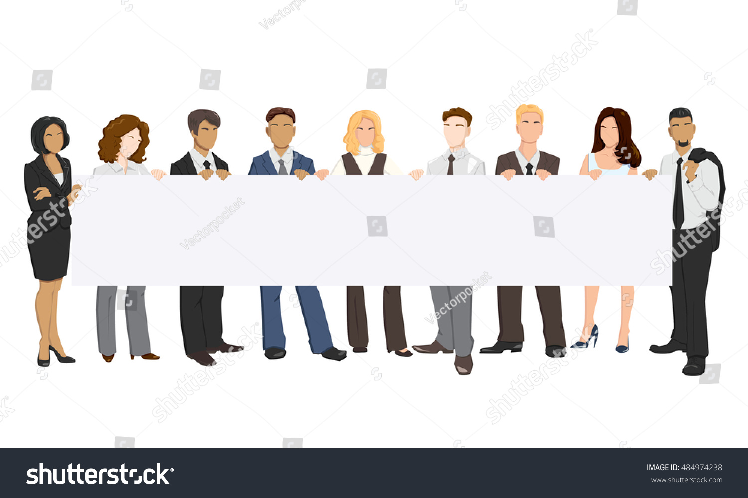 Vector Illustration People Holding Banner His Stock Vector Royalty