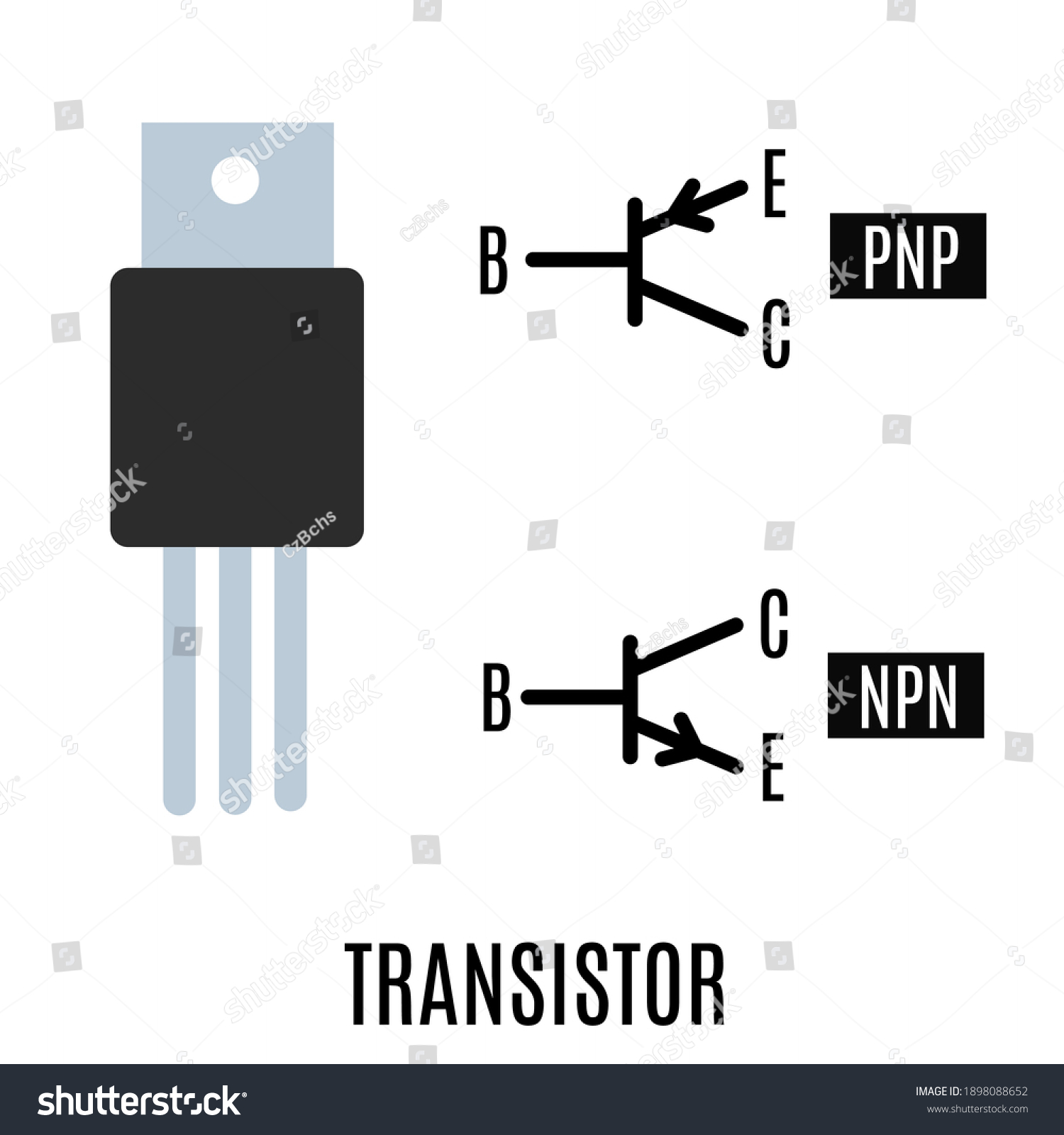 Vector Illustration Pnp Transistor Npn Transistor Stockvector