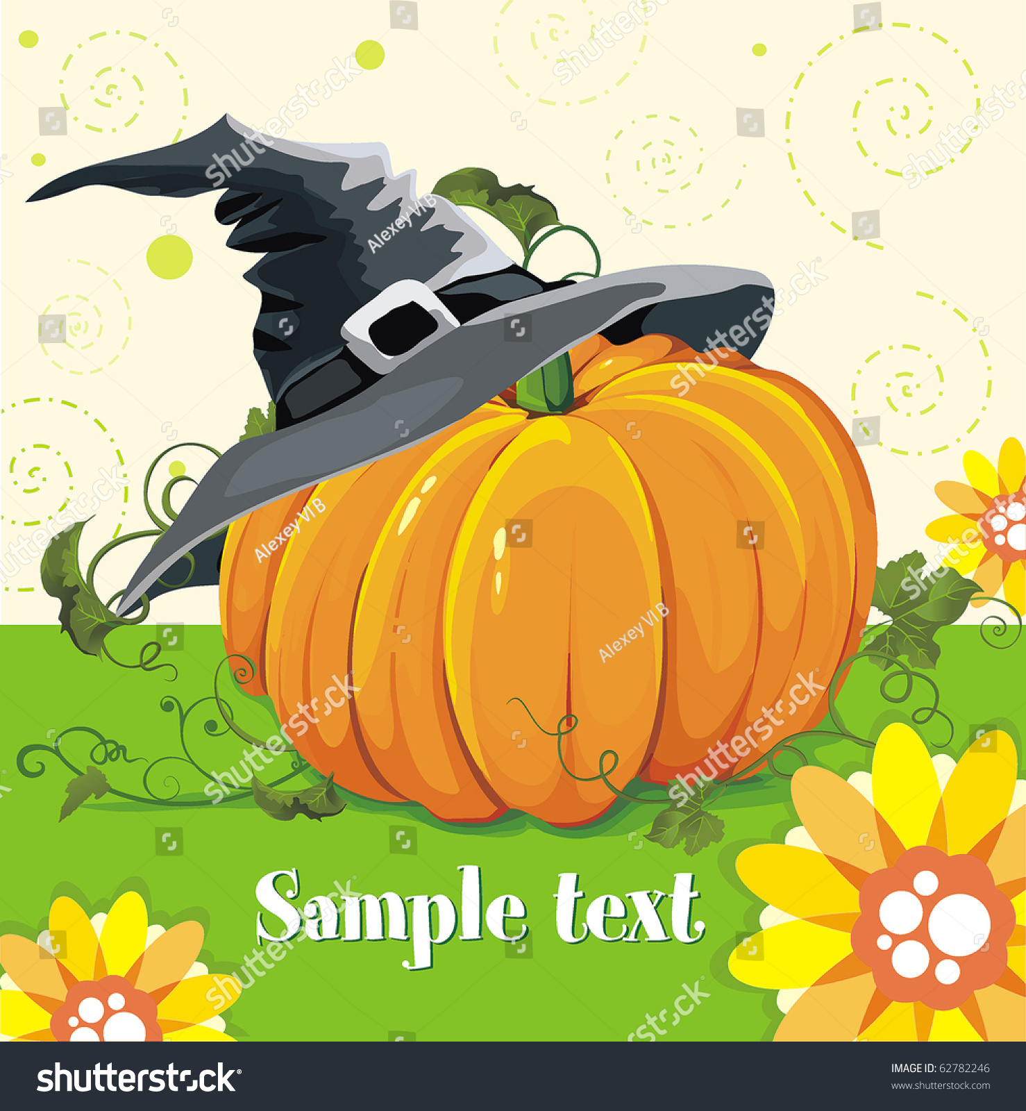 Vector Illustration Of Pumpkin In Hat. Abstract Classical