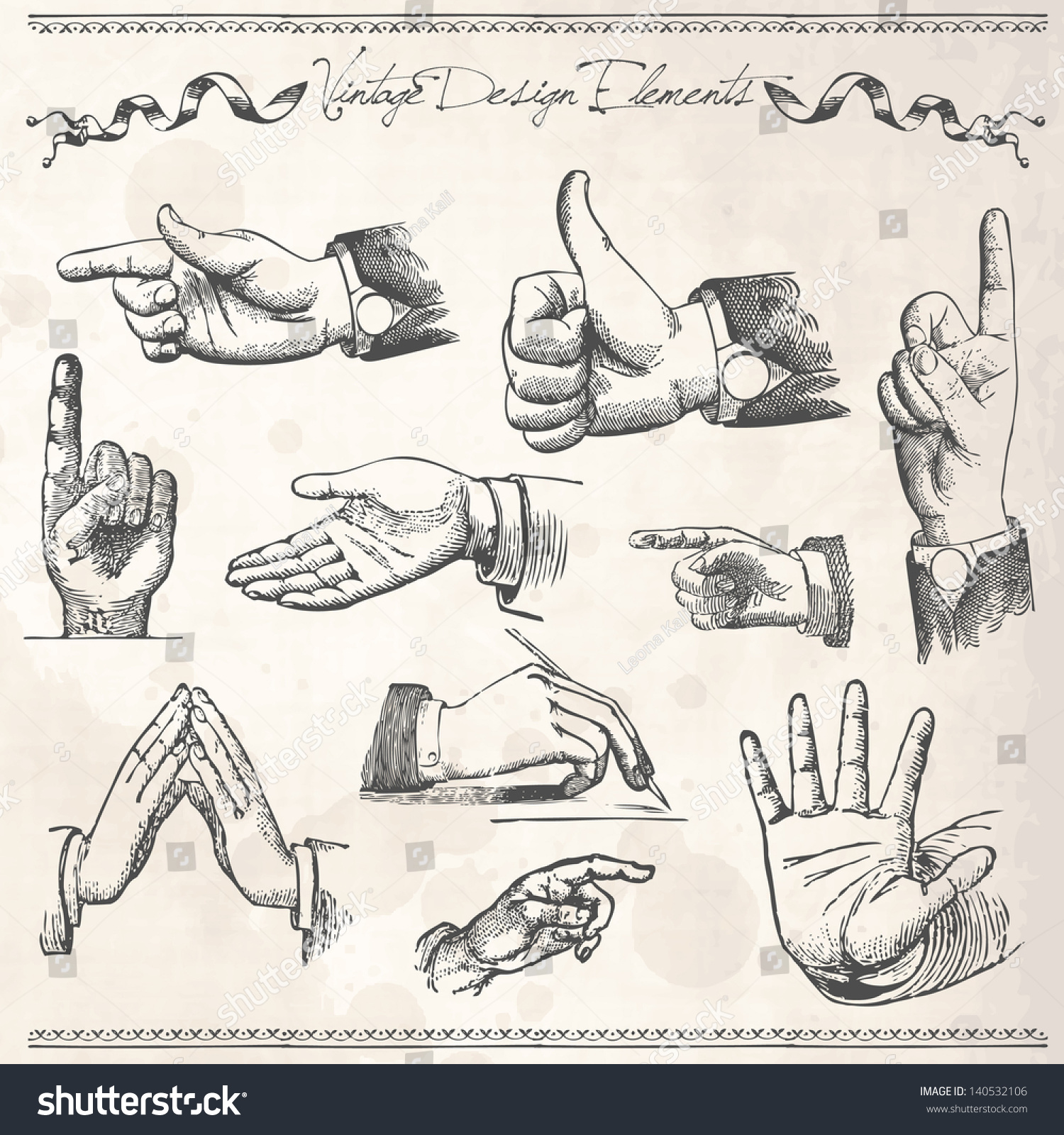 Vector Illustration Of Set Of Hands Pointing - 140532106 : Shutterstock