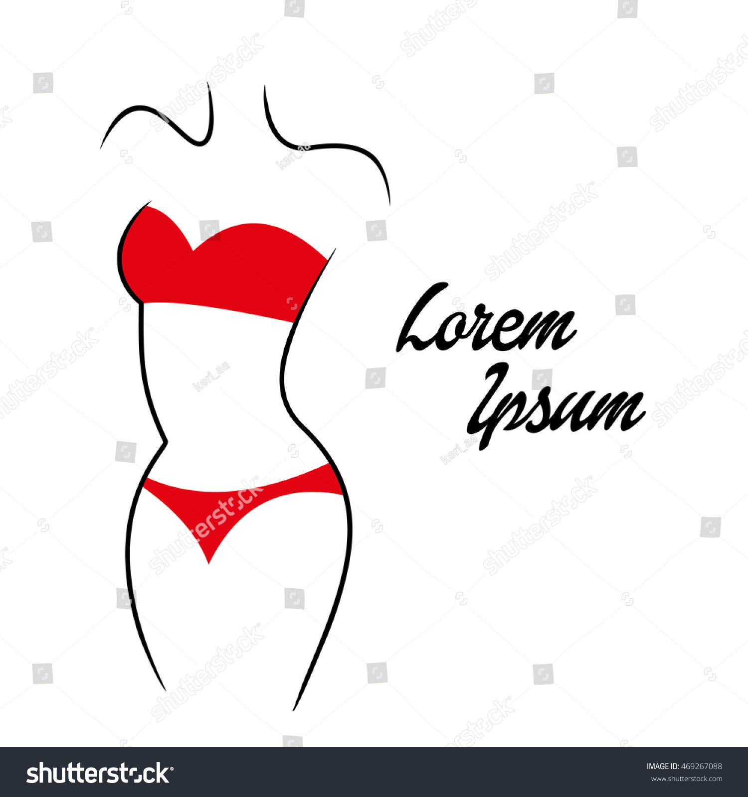 Vector Illustration Silhouettes Modern Swimsuits On Stock Vector