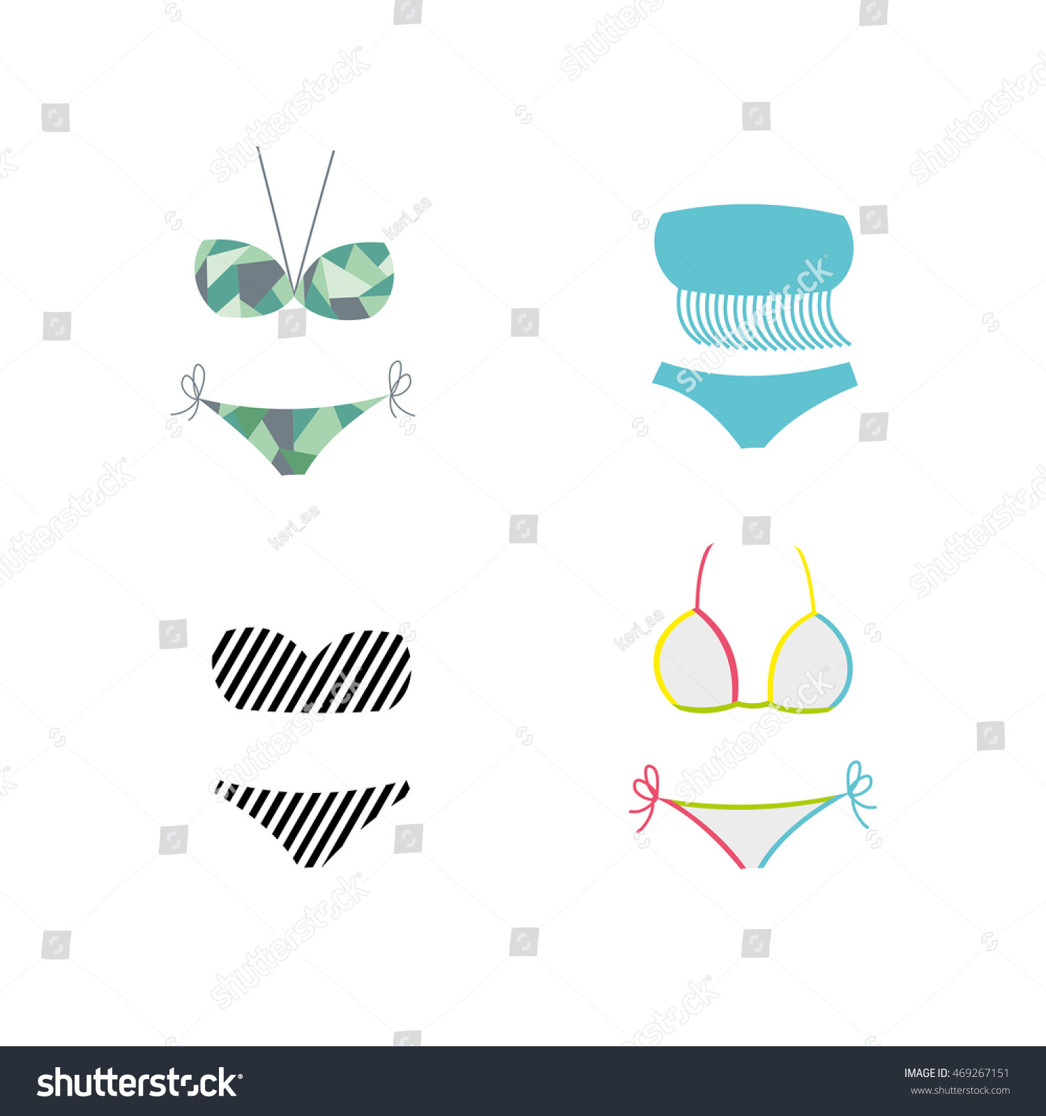 Vector Illustration Silhouettes Modern Swimsuits On Stock Vector