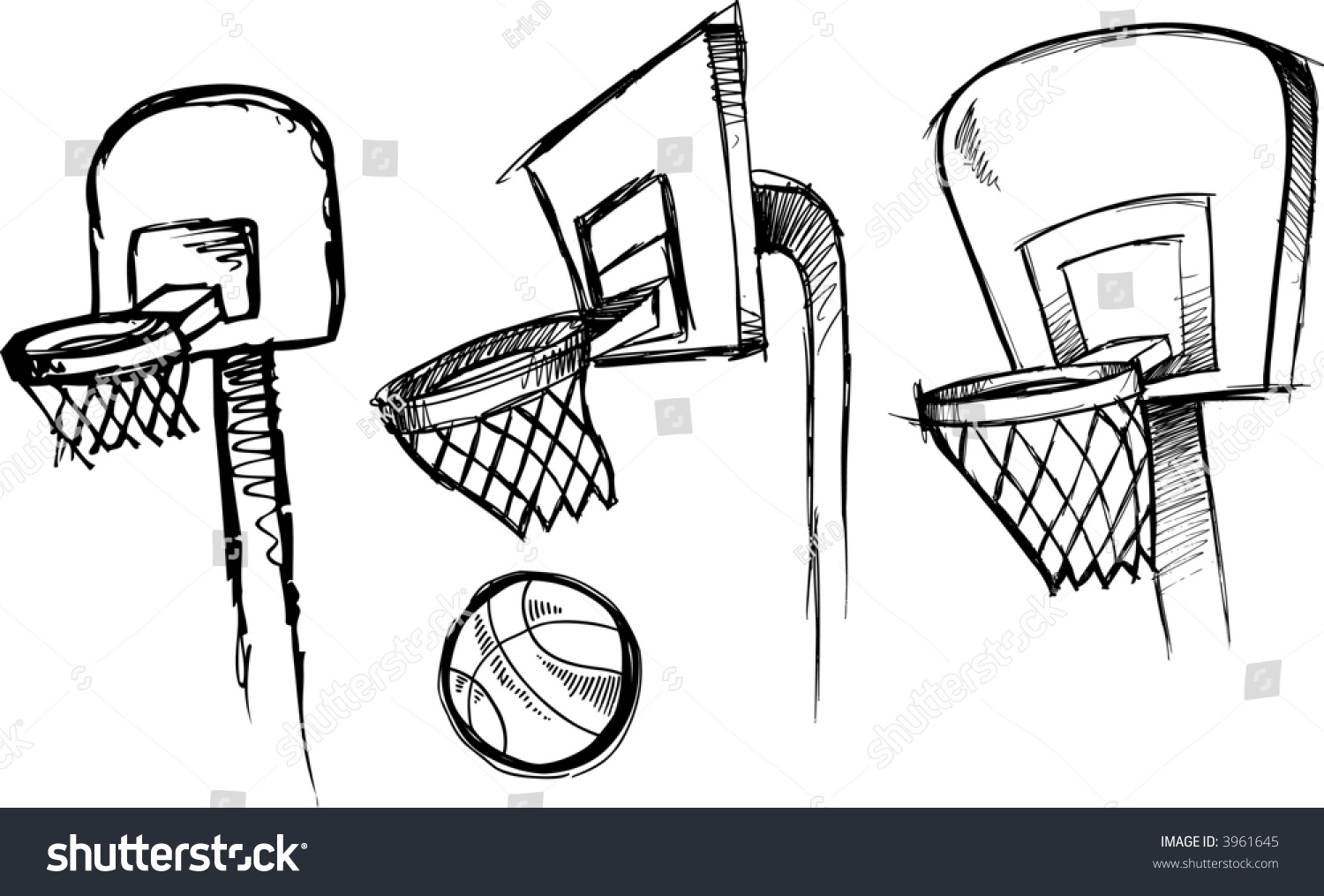 Vector Illustration Sketchy Basketball Basketball Hoop Stock Vector