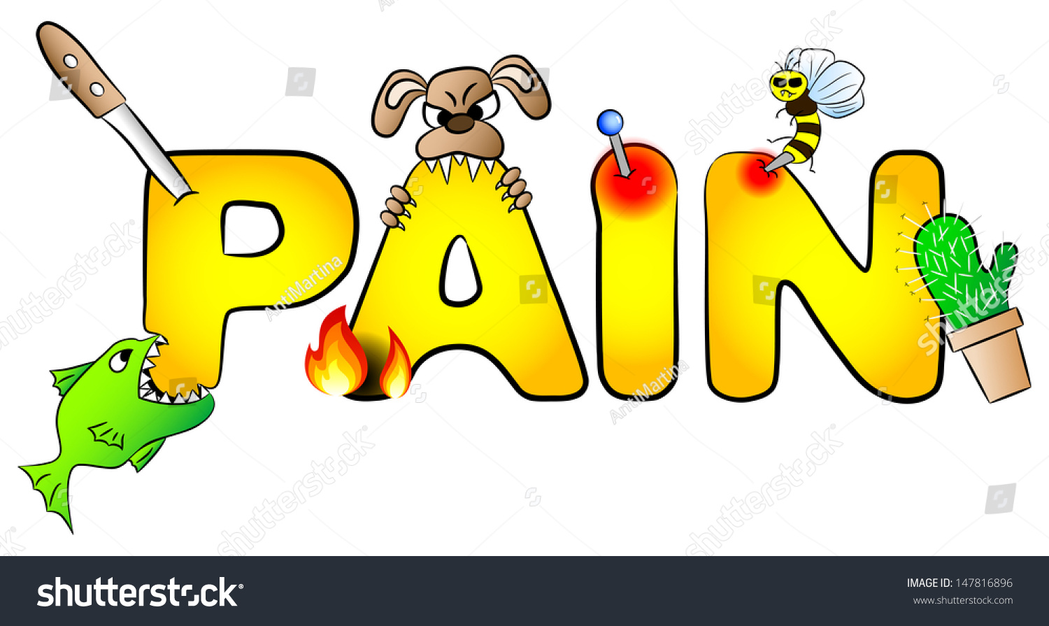 vector-illustration-of-the-word-pain-with-many-aches-147816896