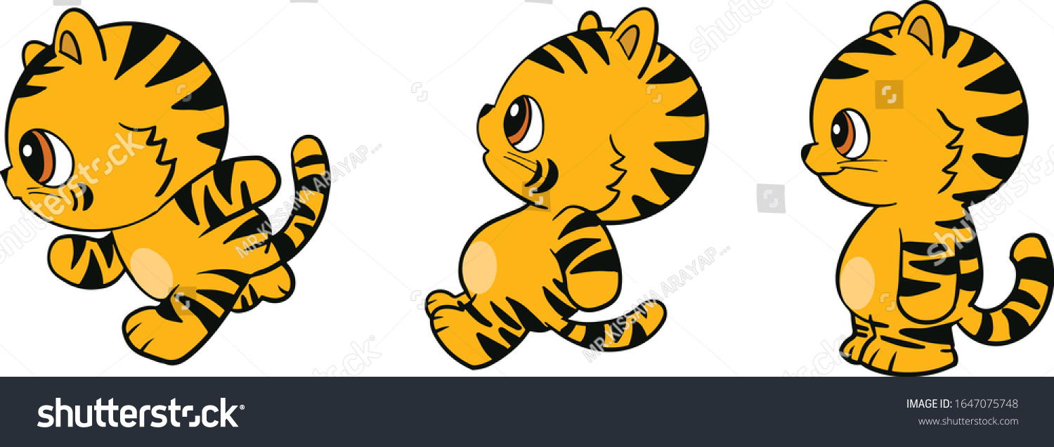 Vector Illustration Tiger Cartoon Set Collection