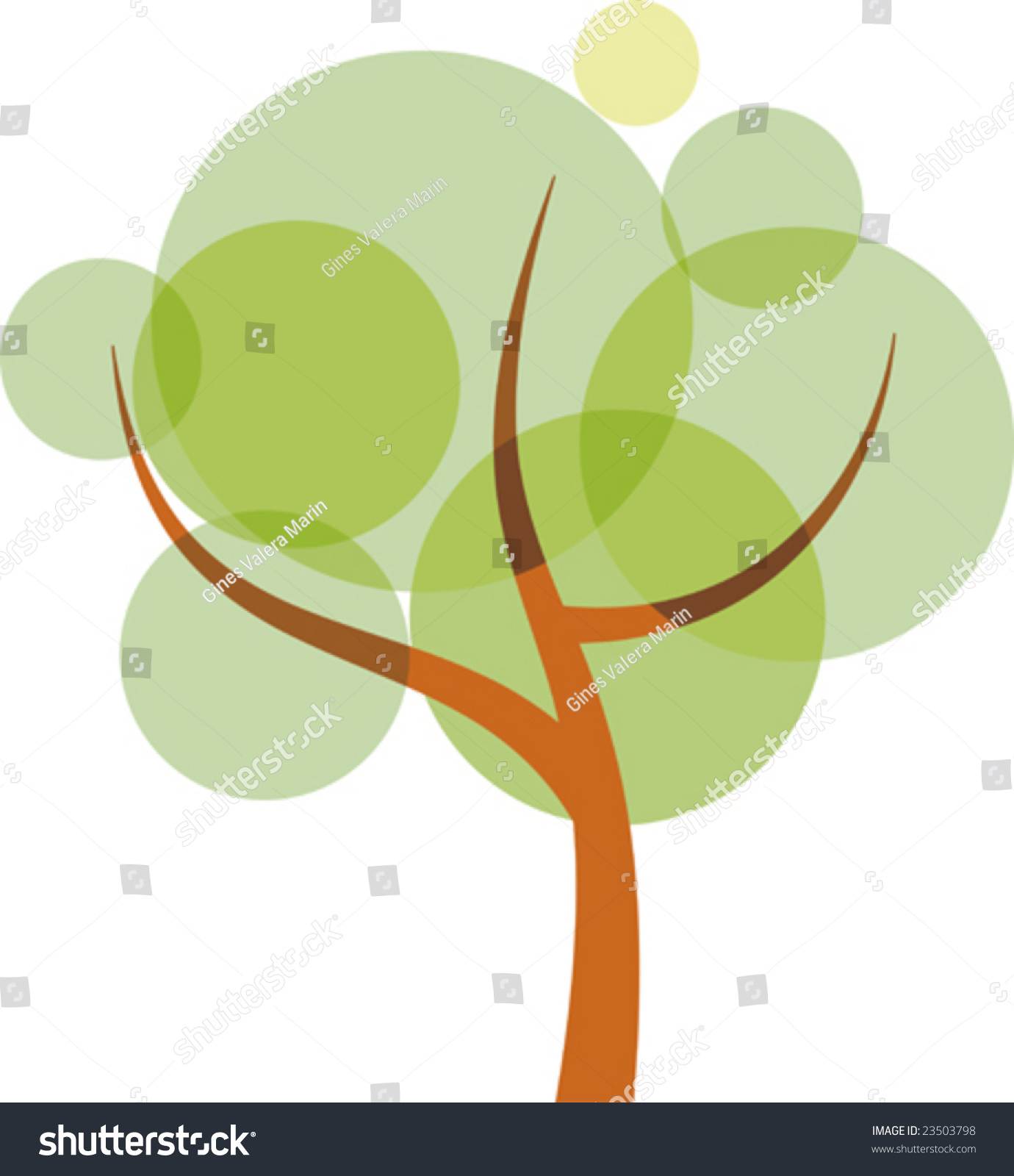 Vector Illustration Of Translucent Tree Made With Circles. Only Global