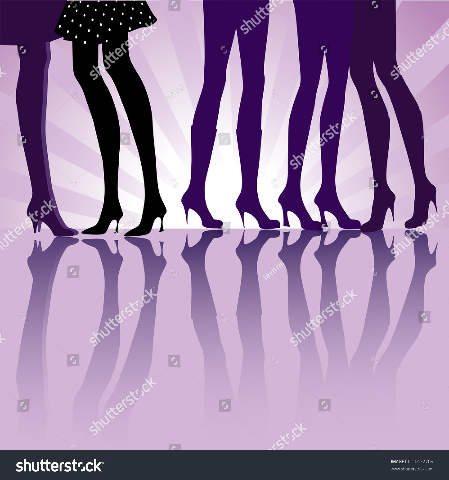 Vector Illustration Of Womans Sexy Legs Silhouettes Reflecting On The Ground 11472709 