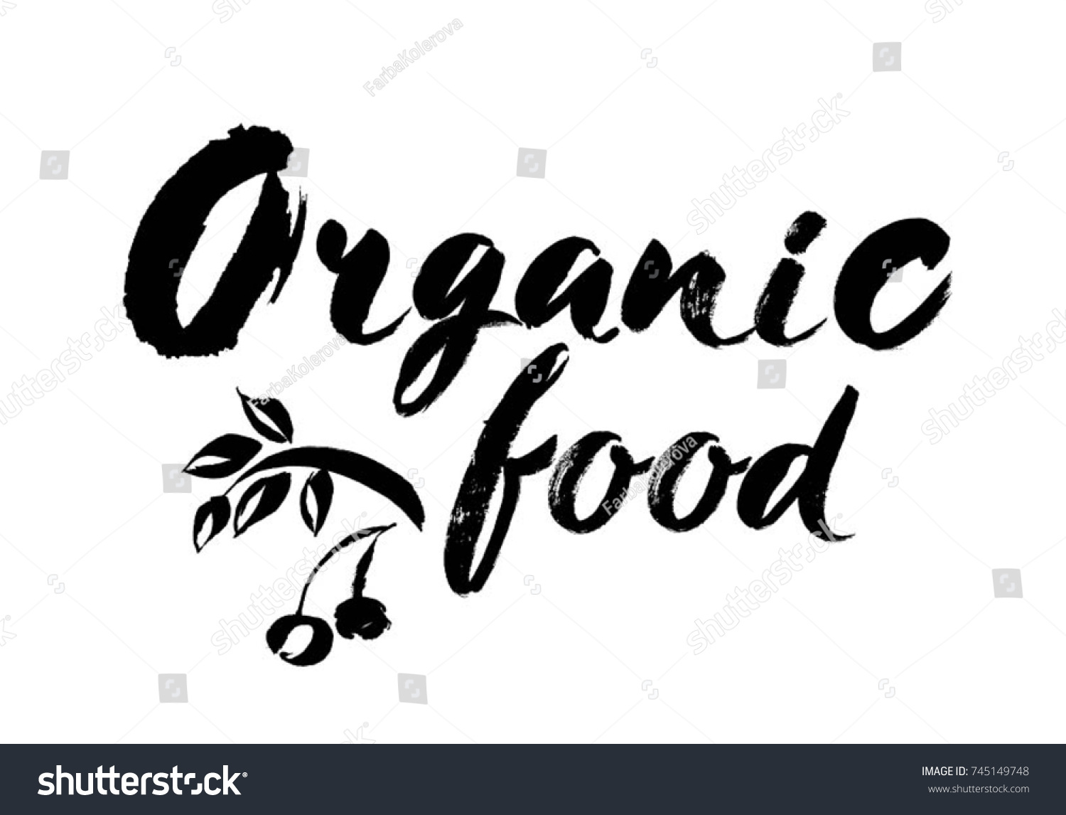 Vector Illustration Organic Food Design Handlettering Stock Vector