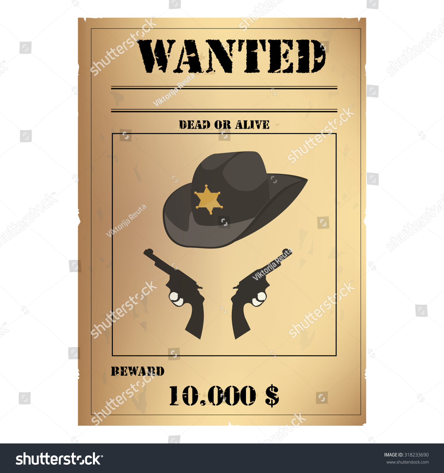 Vector Illustration Vintage Western Wanted Poster Stock Vector 318233690 Shutterstock West Poster Template
