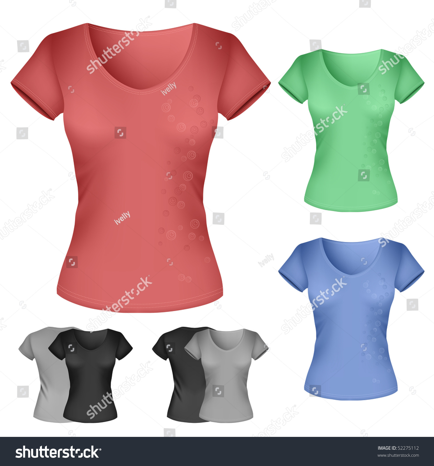 Vector Illustration. Women'S T-Shirt Template. - 52275112 : Shutterstock