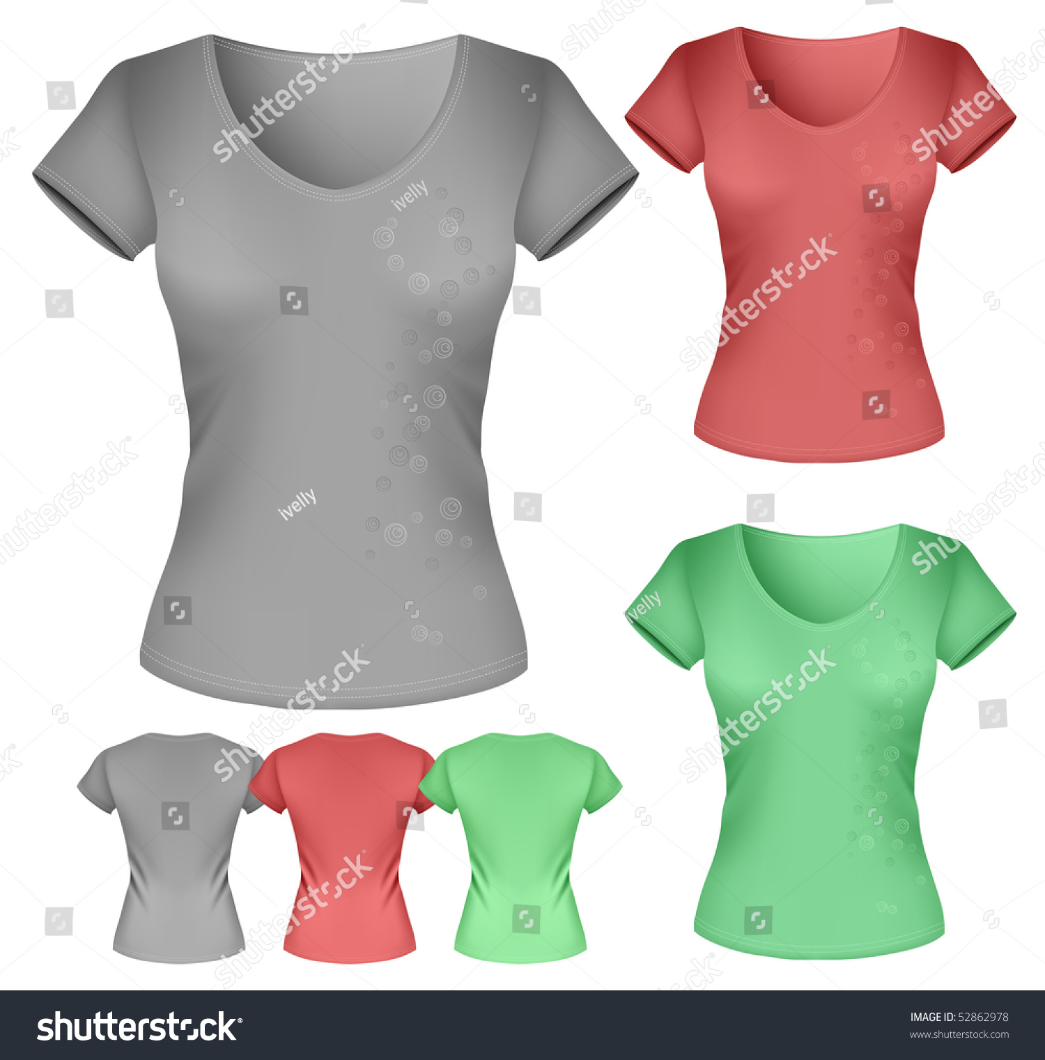 Vector Illustration. Women'S T-Shirt Template. - 52862978 : Shutterstock