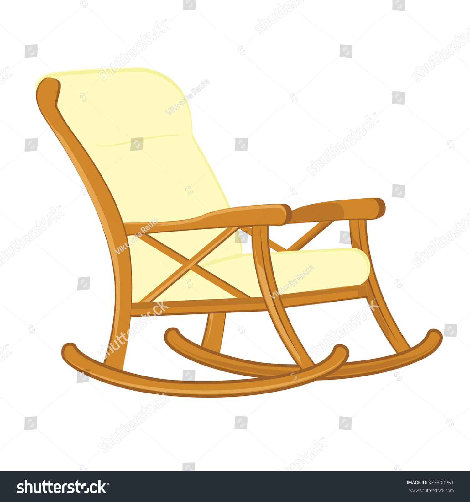 Vector Illustration Wooden Rocking Chair Soft Stock Vector 333500951