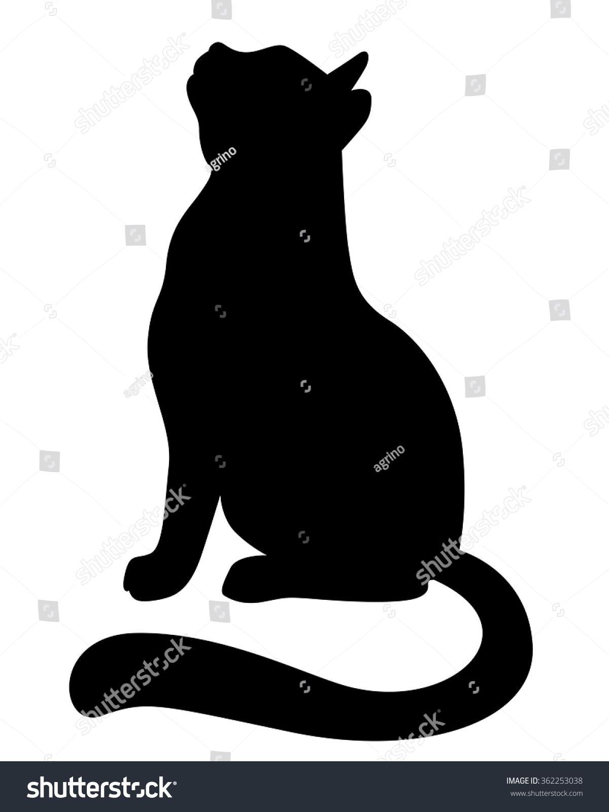 Vector Illustrations Of Silhouette Of A Cat Looking Up 362253038