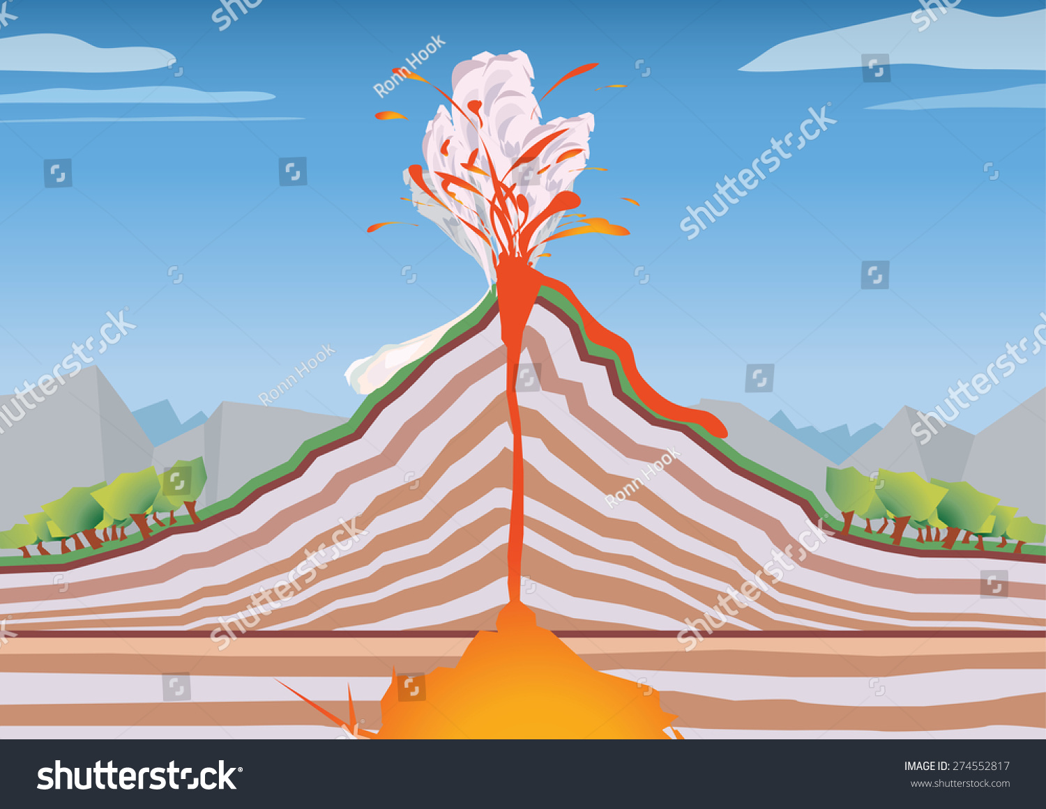 Vector Image Of A Cross Section Volcano - 274552817 : Shutterstock