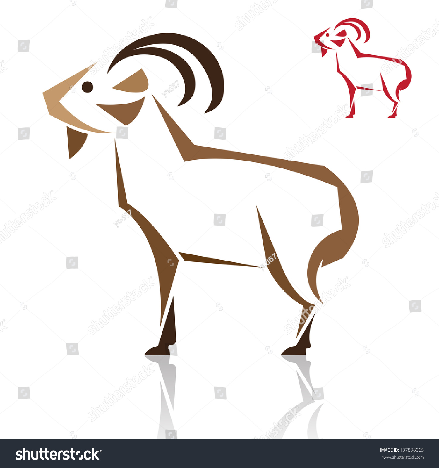 Vector Image Of An Goat On White Background - 137898065 : Shutterstock