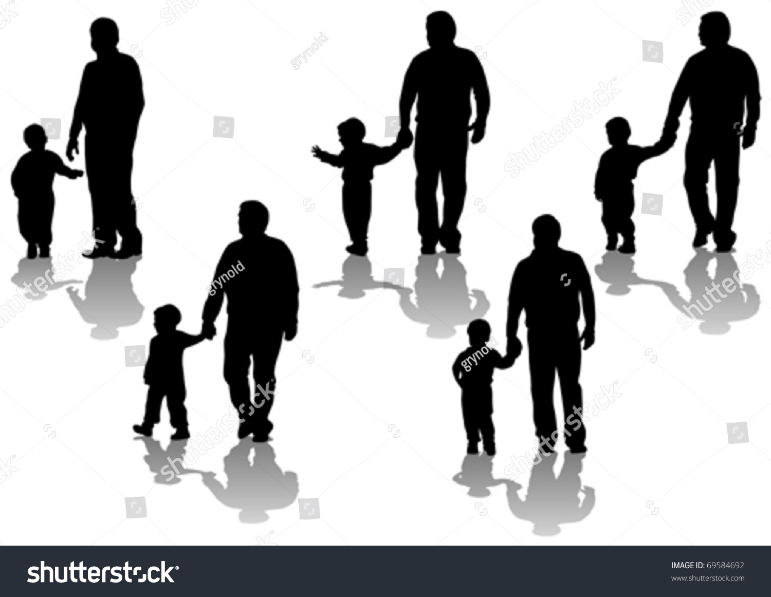 Vector Image Of Father And Son. Silhouettes On White Background ...