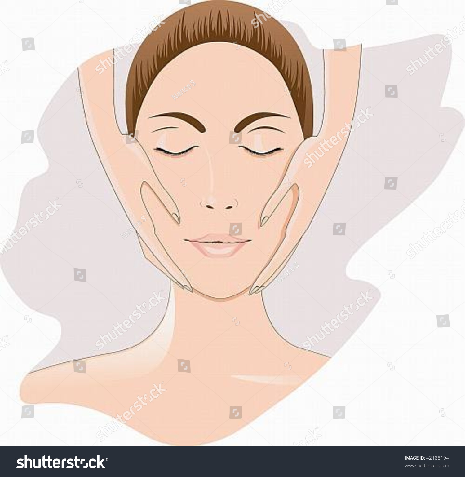 Vector Image Of The Face Beautiful Girl She Makes A Facial Massage 42188194 Shutterstock