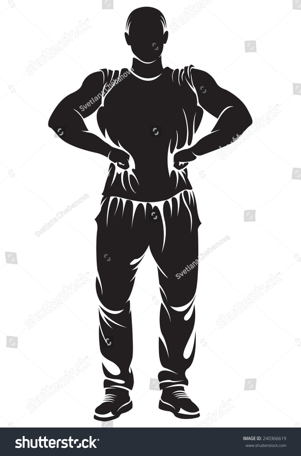 Vector image with bodybuilder silhouette Vector image with bodybuilder silhouette