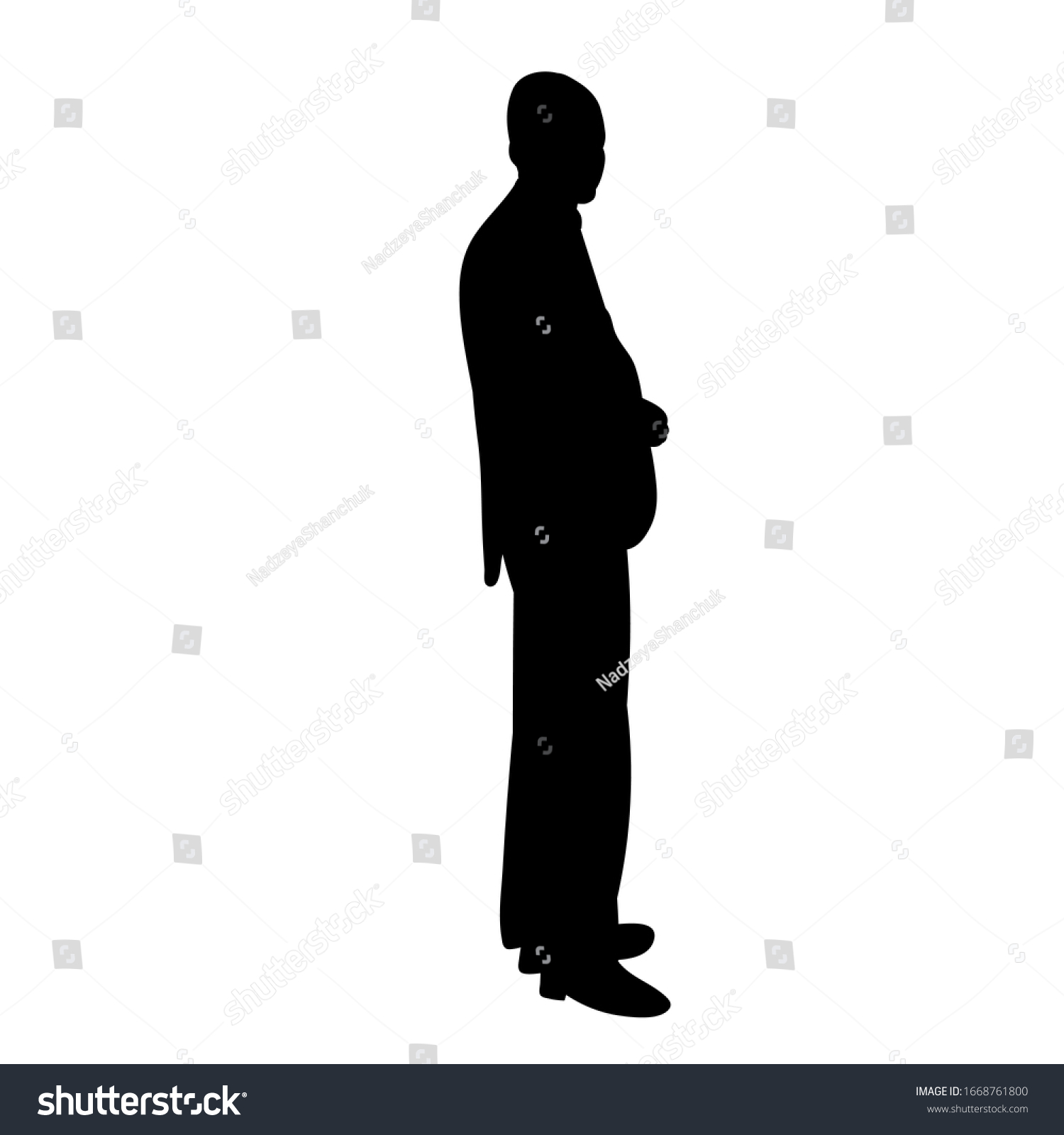 Vector Isolated Black Silhouette Man Standing Stock Vector Royalty