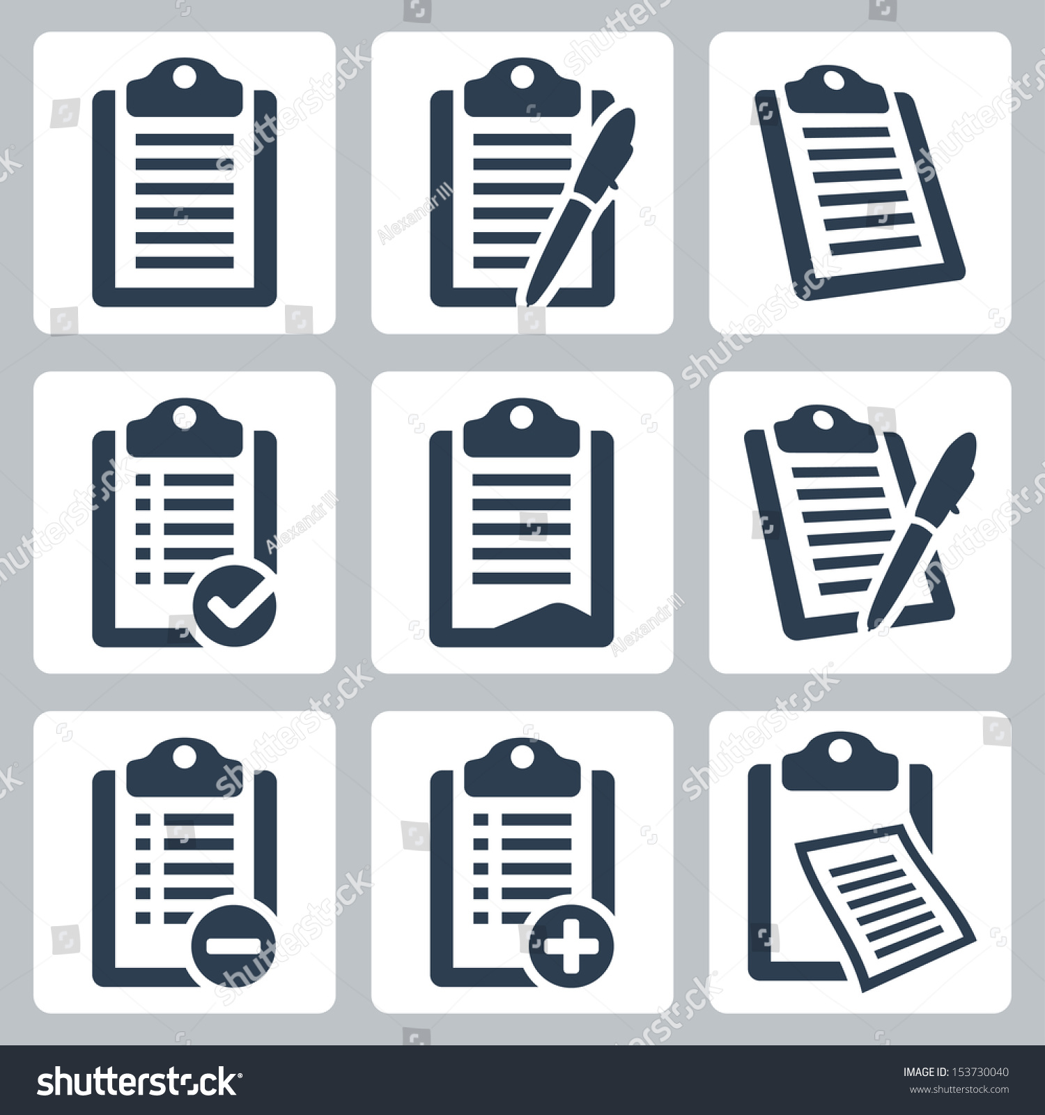 Vector Isolated Clipboard, List Icons Set - 153730040 : Shutterstock