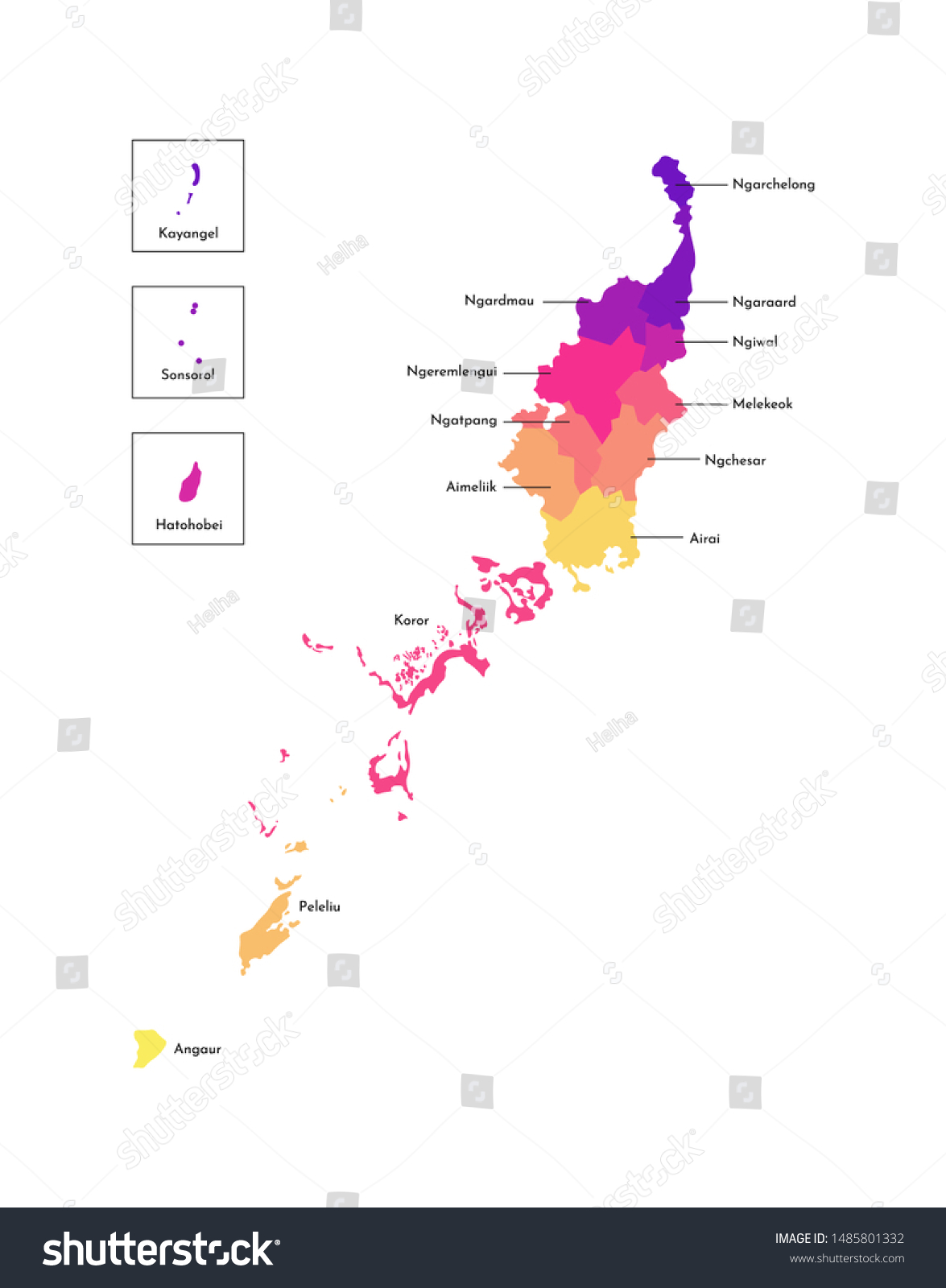 Vector Isolated Illustration Simplified Administrative Map Stock Vector