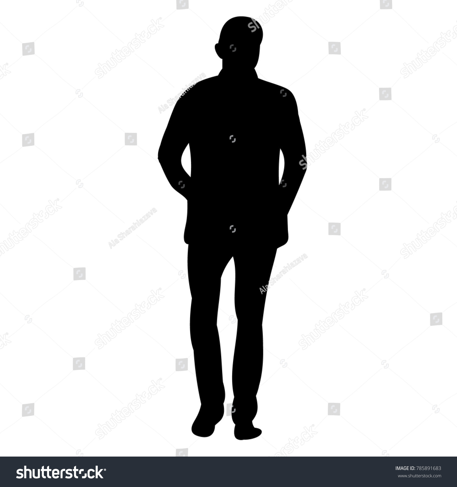 Vector Isolated Silhouette Man Walking Alone Stock Vector Royalty Free