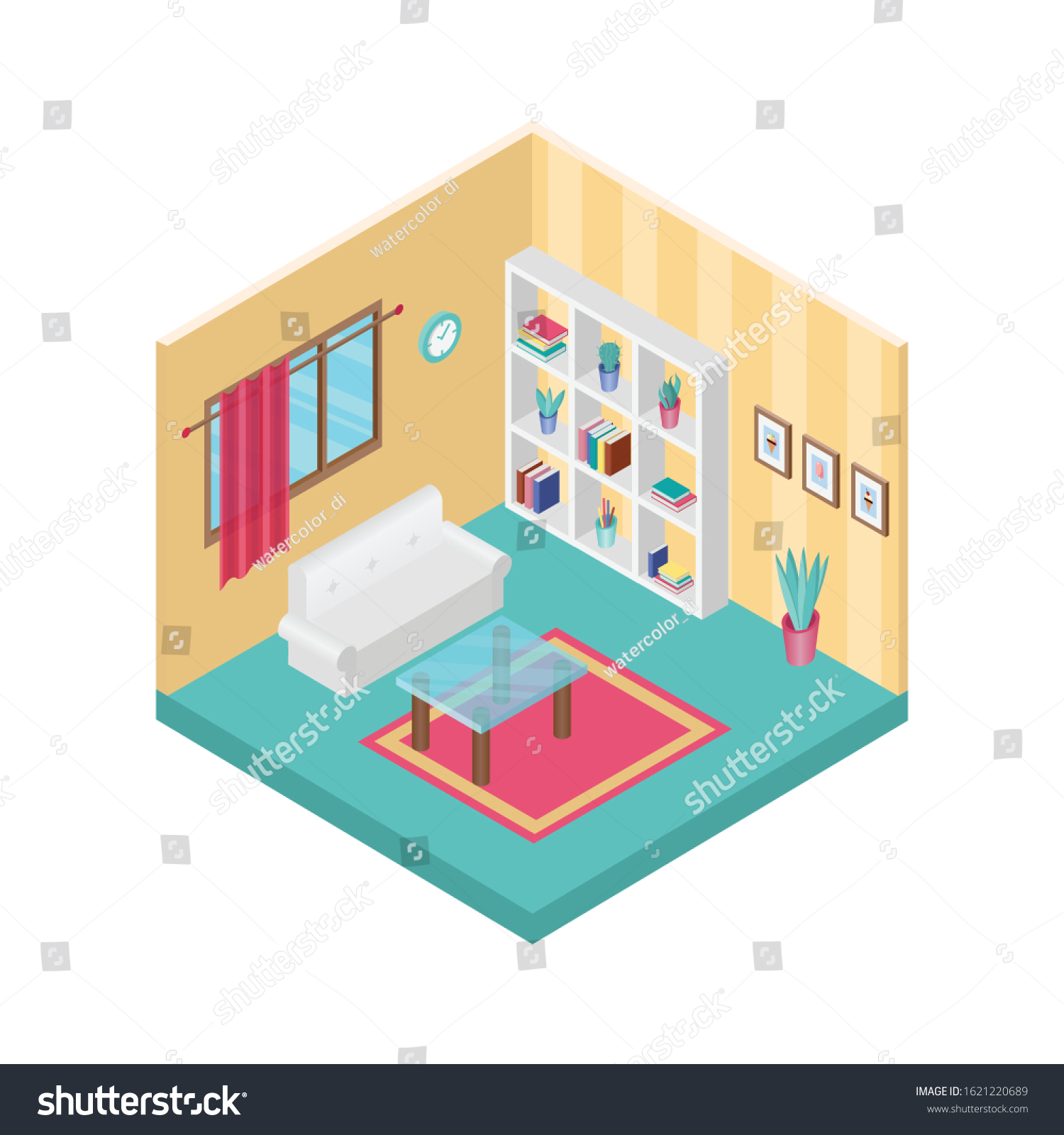 Vector Isometric Low Poly Living Room Stock Vector Royalty Free