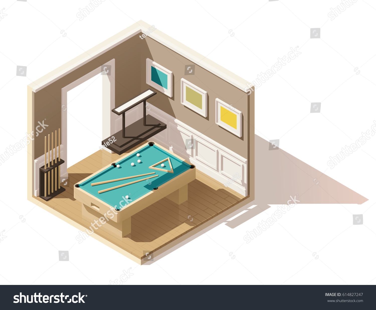 Vector Isometric Low Poly Pool Room 库存矢量图免版税614827247 Shutterstock