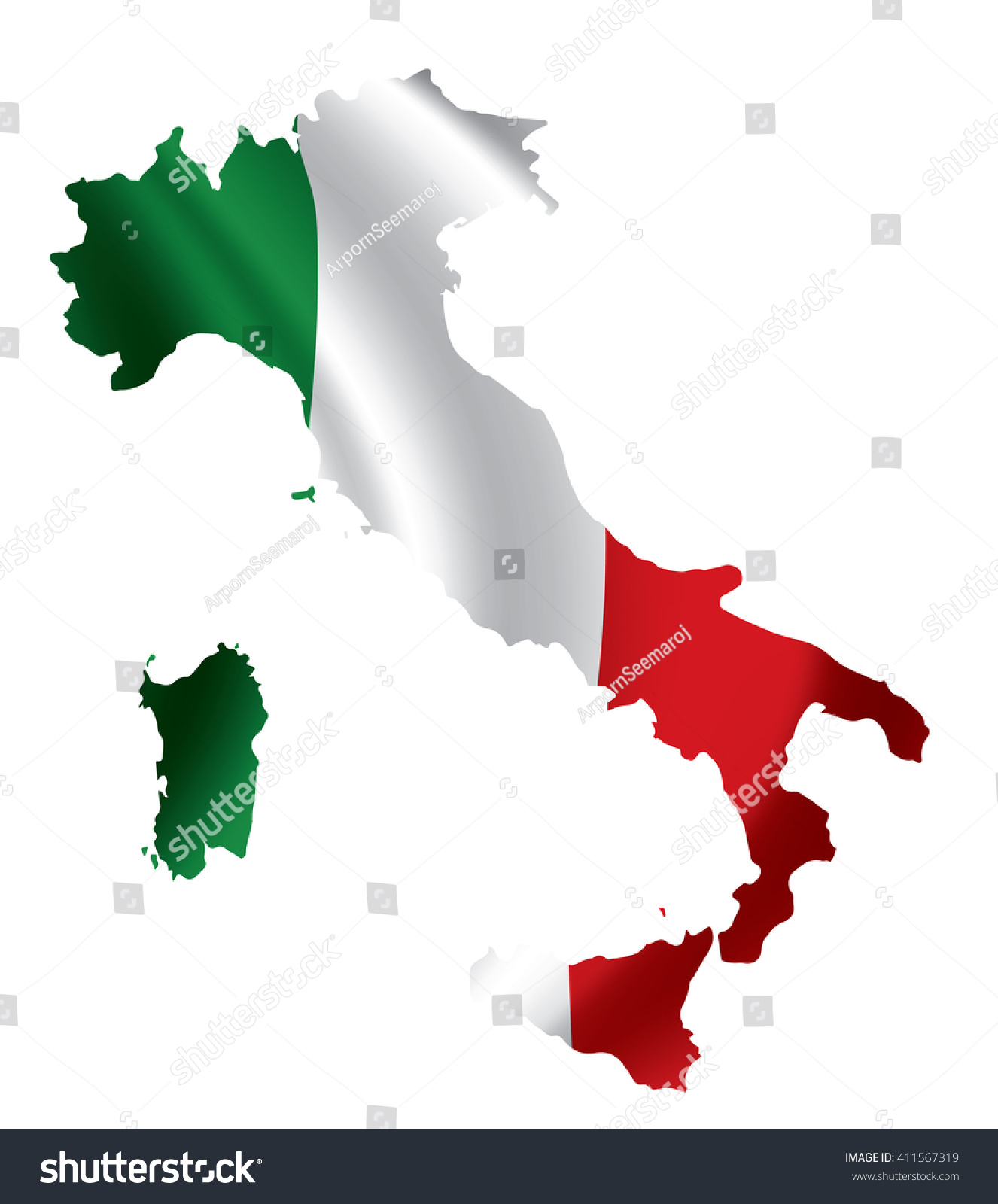 Vector Italy Flag Map - 411567319 : Shutterstock